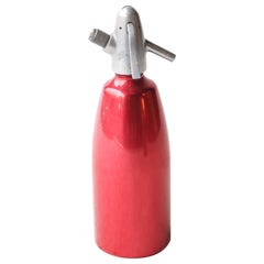 Midcentury Red Grey Chrome Metal English Siphon, 1960