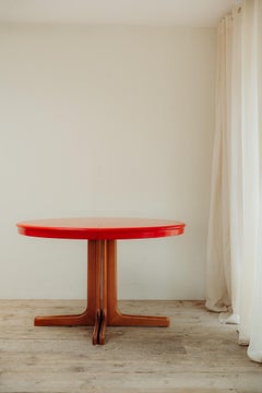 midcentury red lacquered dining table ...