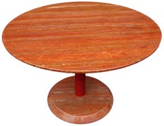 Midcentury Red Marble Side Table or Coffee Table
