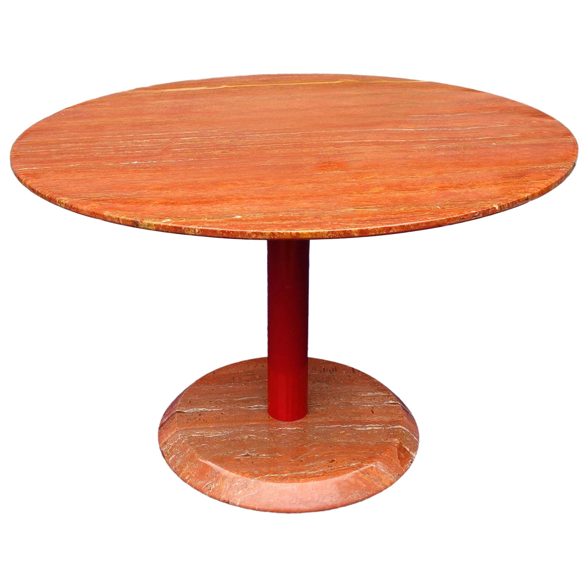 Midcentury Red Marble Side Table or Coffee Table