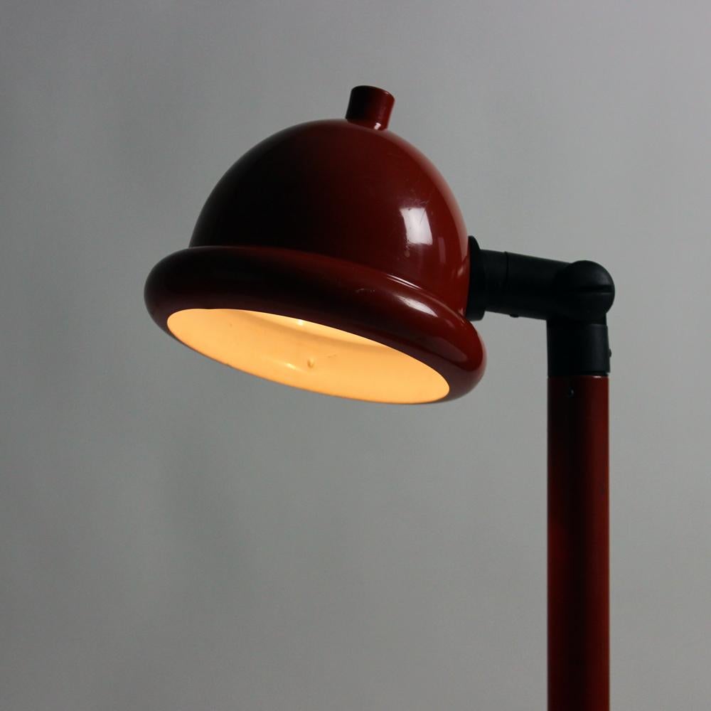 Mid-Century Modern Midcentury Red Metal Table Lamp, Czechoslovakia 1960s For Sale