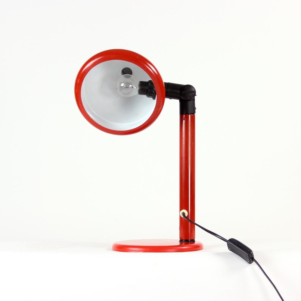Mid-20th Century Midcentury Red Metal Table Lamp, Czechoslovakia 1960s For Sale