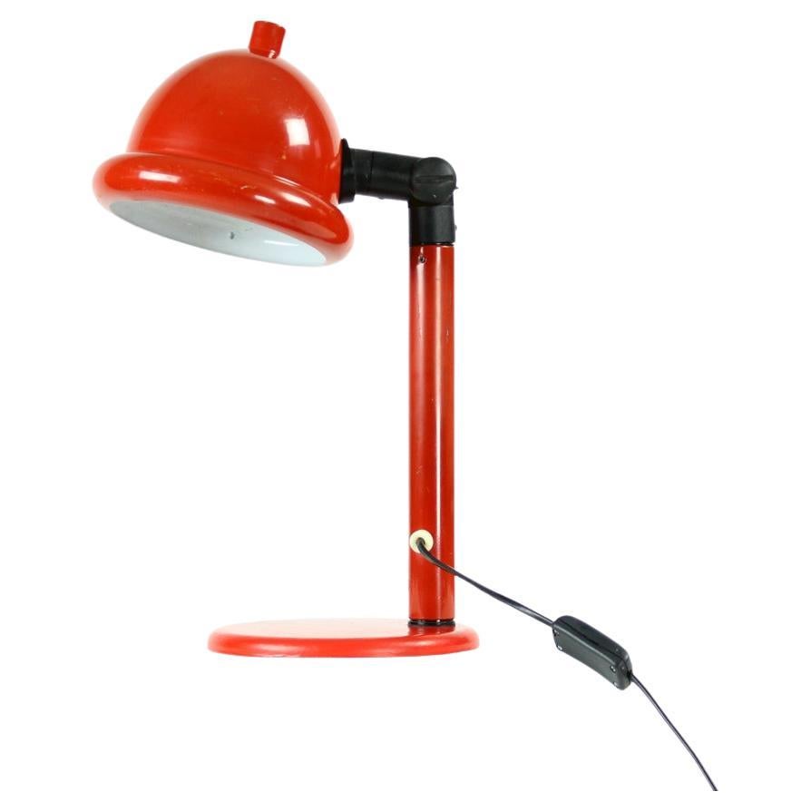 Midcentury Red Metal Table Lamp, Czechoslovakia 1960s For Sale