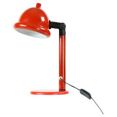 Retro Midcentury Red Metal Table Lamp, Czechoslovakia 1960s