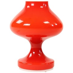 Vintage Midcentury Red Opaline Glass Table Lamp by Stefan Tabery for OPP Jihlava, 1960s