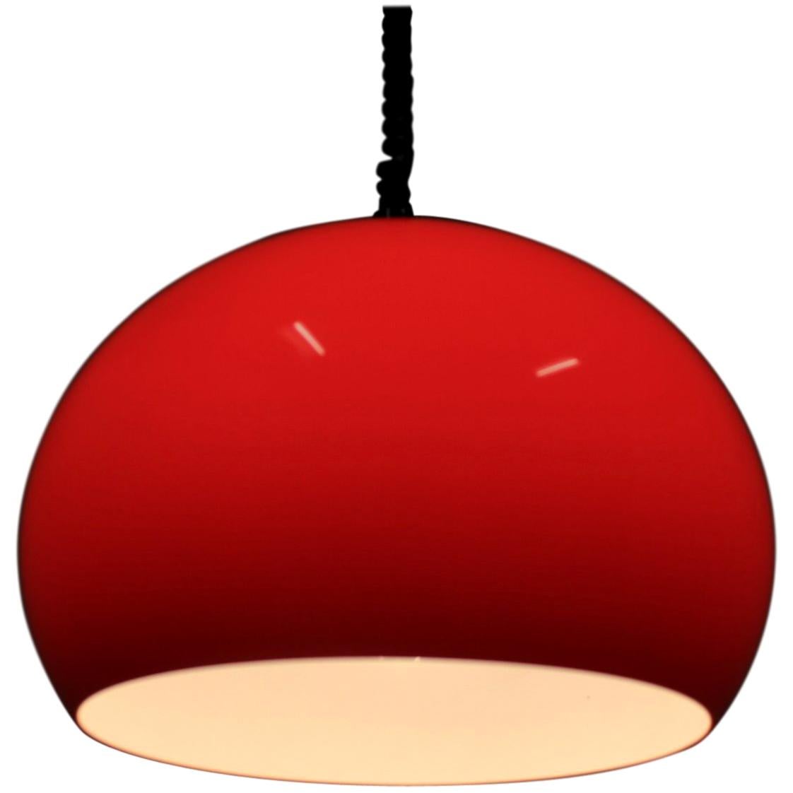 Midcentury Red Pendant Meblo by Harvey Guzzini, 1970s