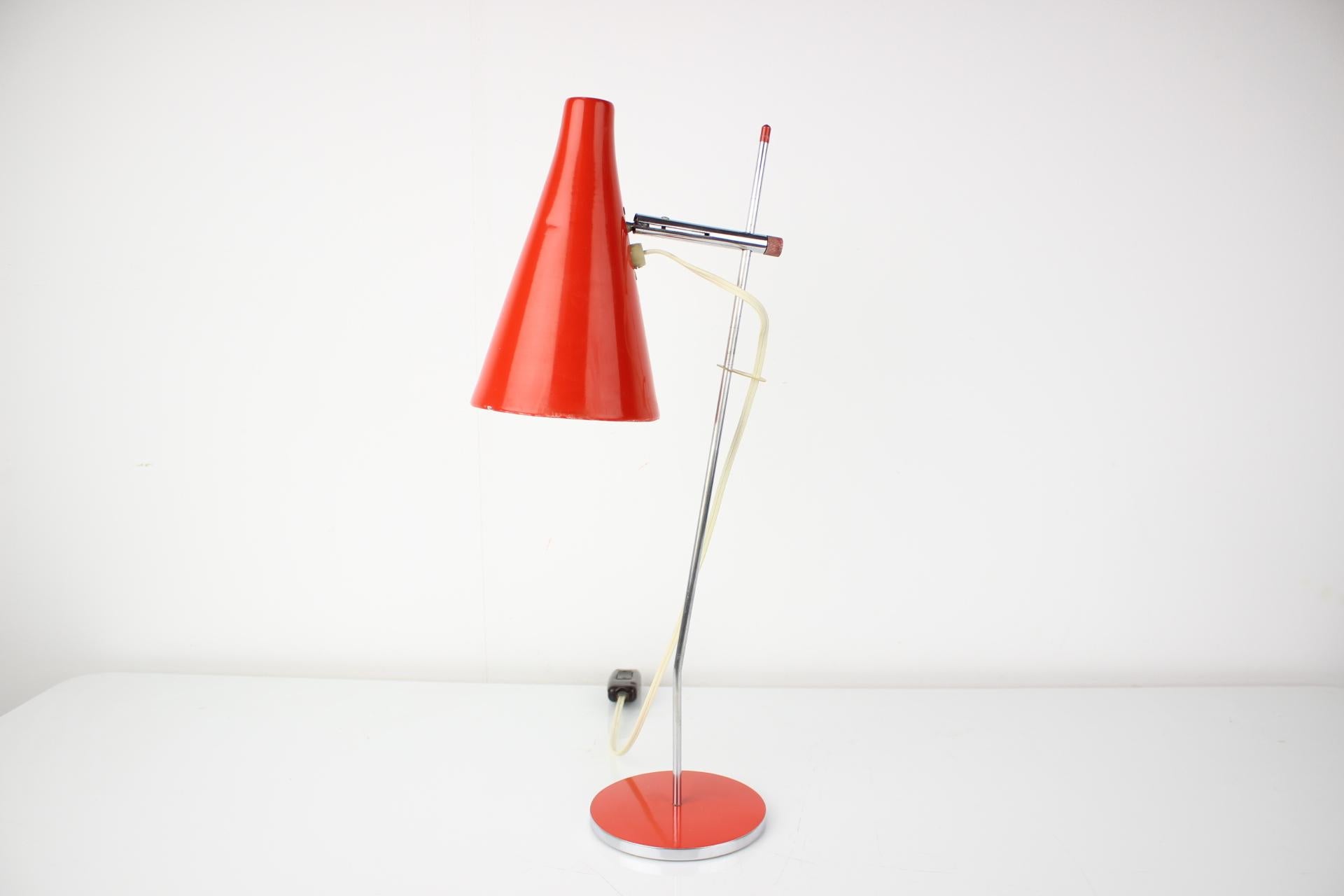 Mid-Century Modern Midcentury Red Table Lamp Designed by Josef Hurka, 1960s For Sale