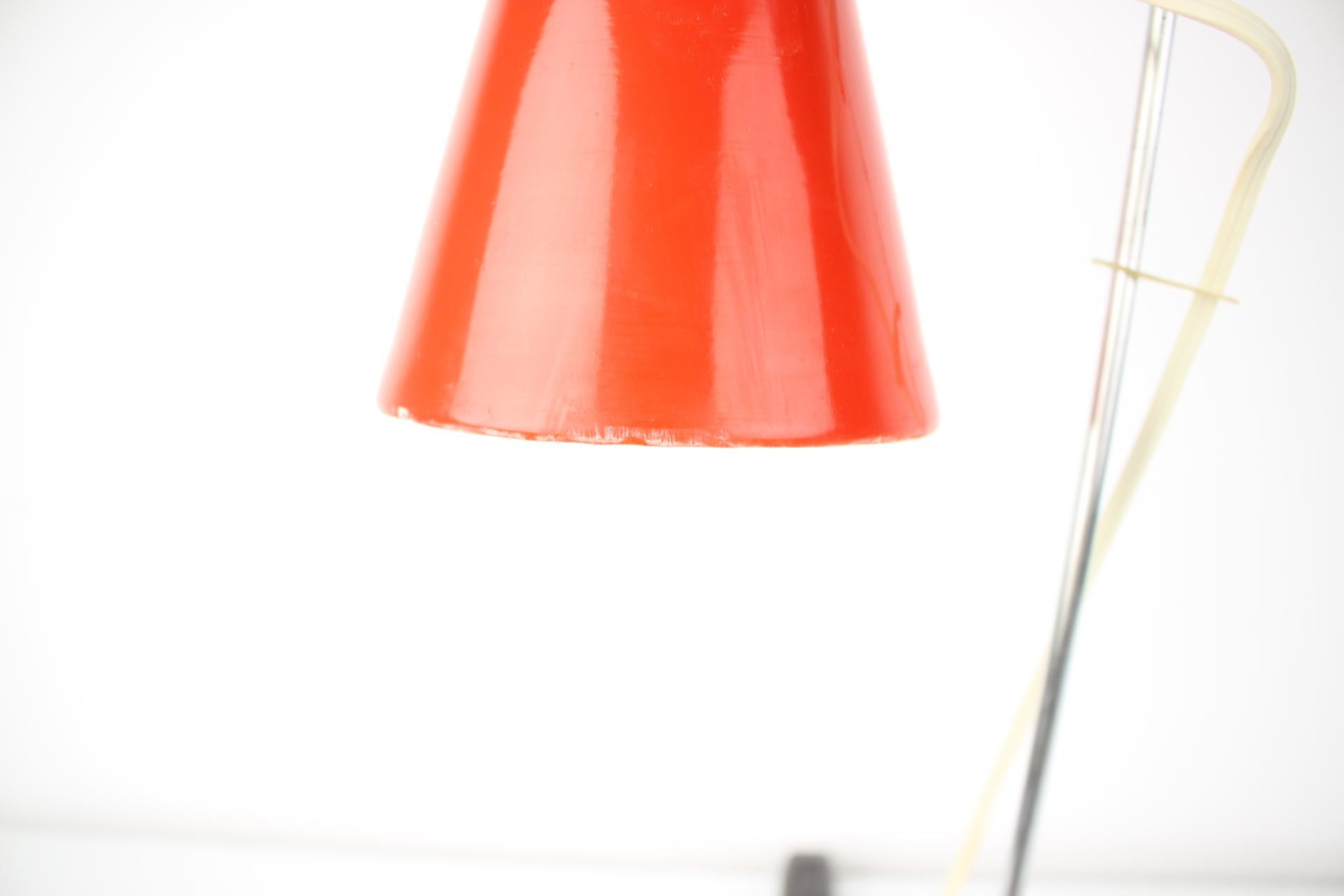 Czech Midcentury Red Table Lamp Designed by Josef Hurka, 1960s For Sale