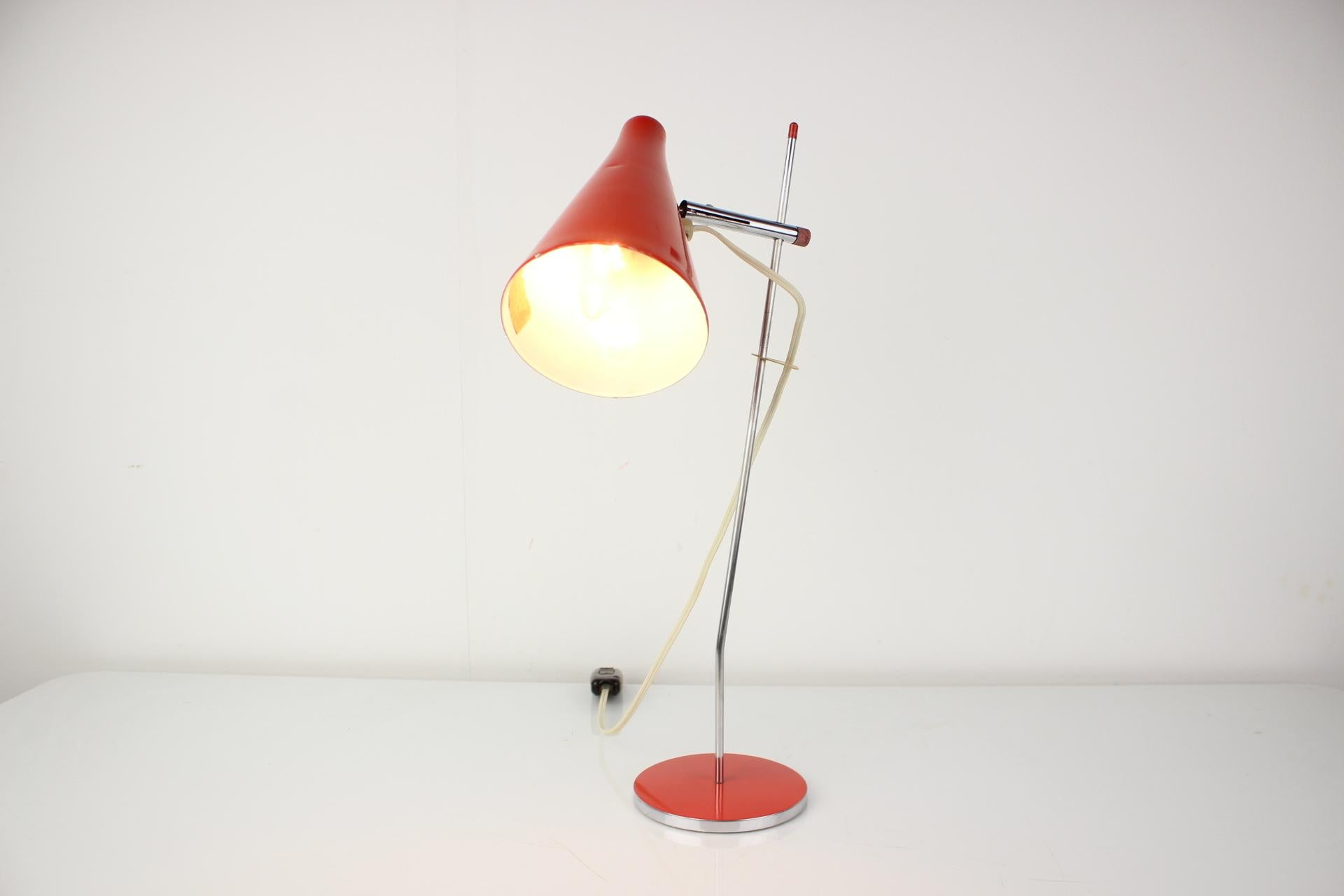 Midcentury Red Table Lamp Designed by Josef Hurka, 1960s For Sale 1