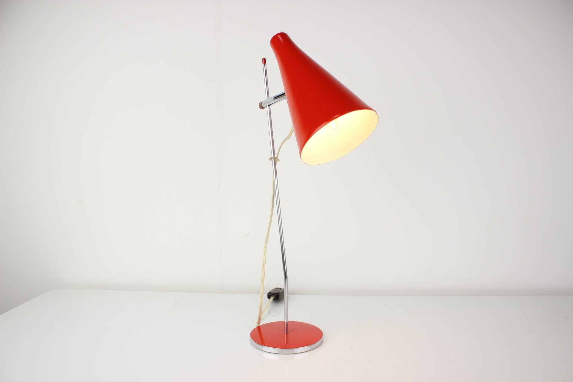 Midcentury Red Table Lamp Designed by Josef Hurka, 1960s For Sale 2