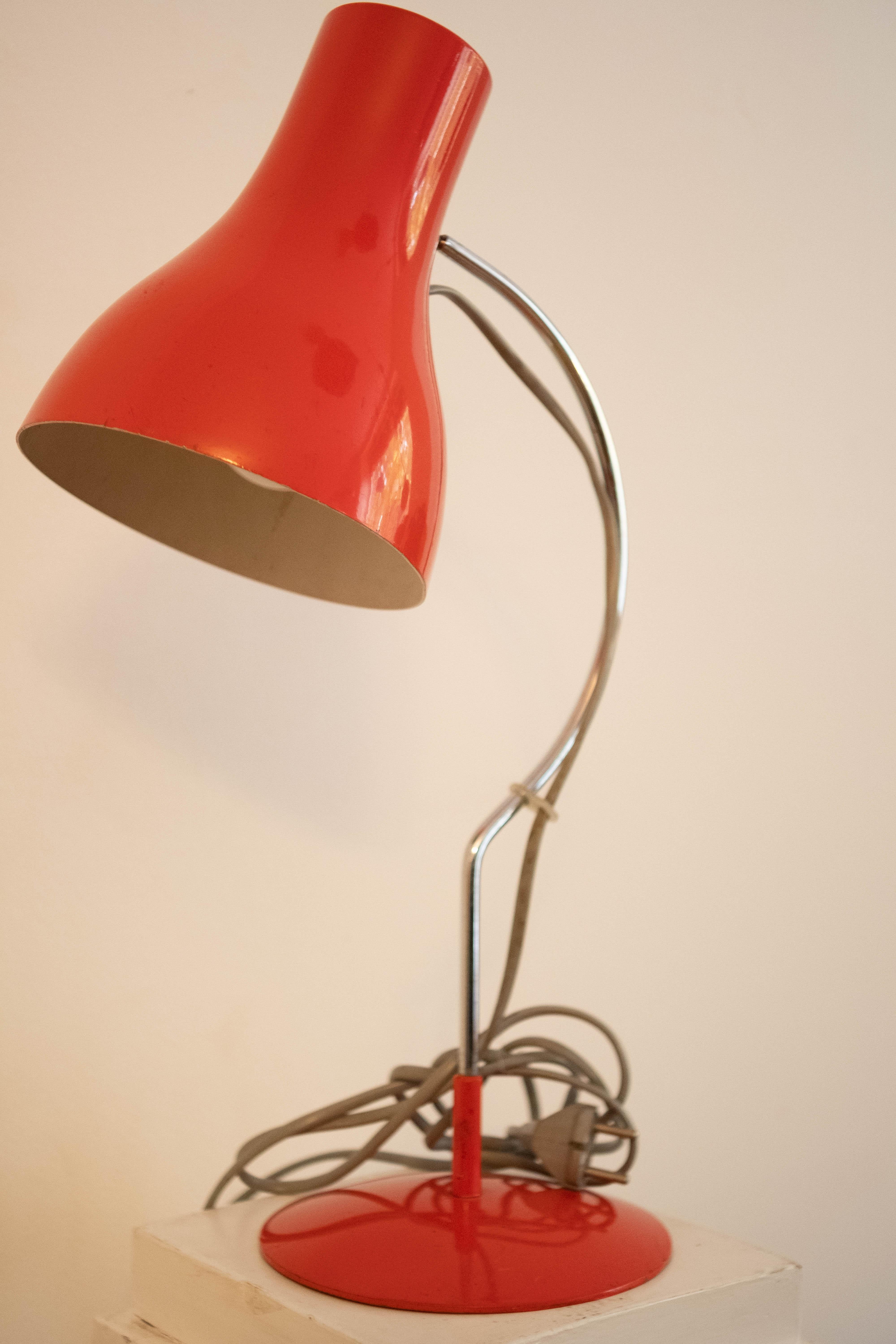 Midcentury Red Table Lamp from Chech Designer Josef Hurka, 1970s 2