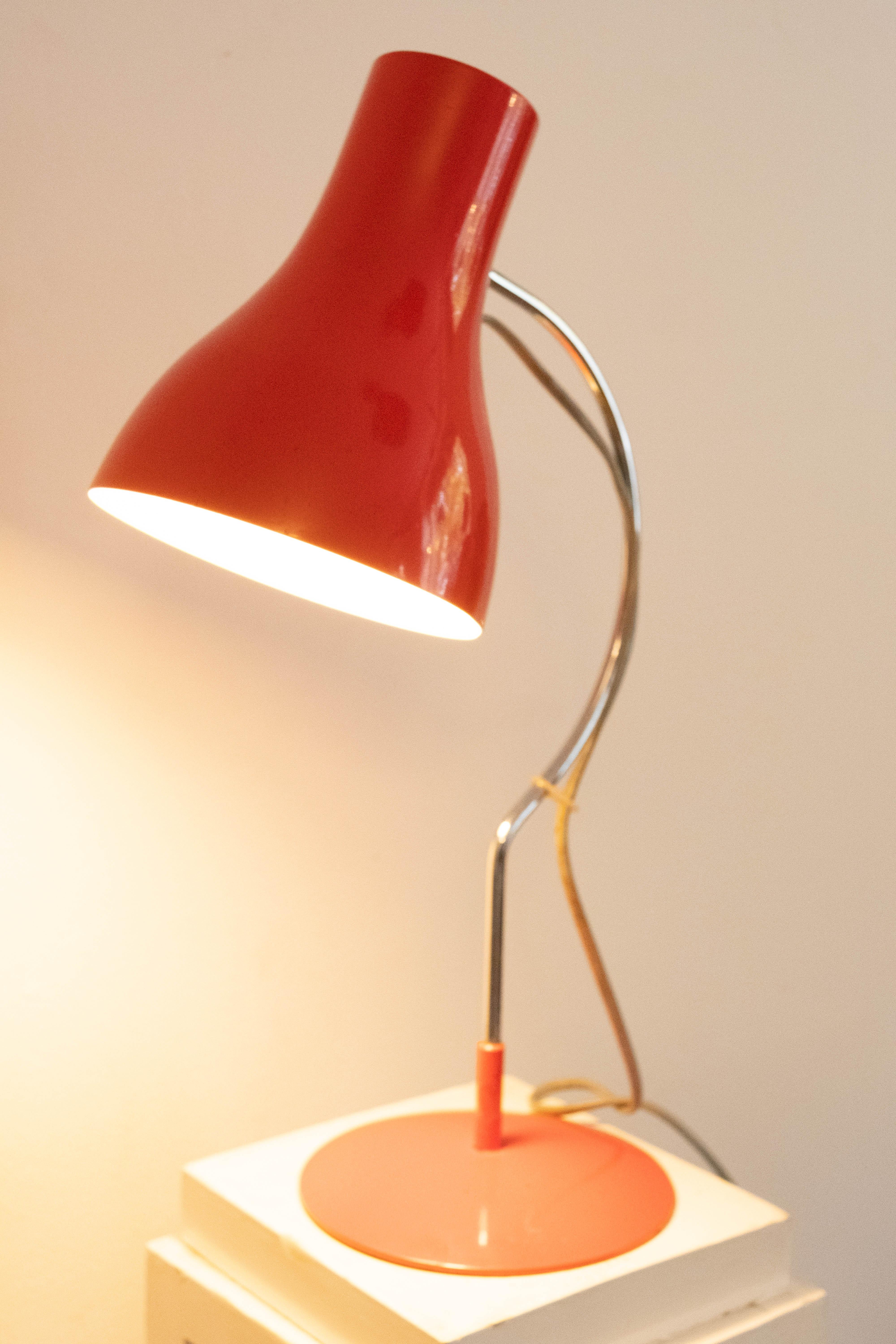 Mid-Century Modern Midcentury Red Table Lamp from Chech Designer Josef Hurka, 1970s