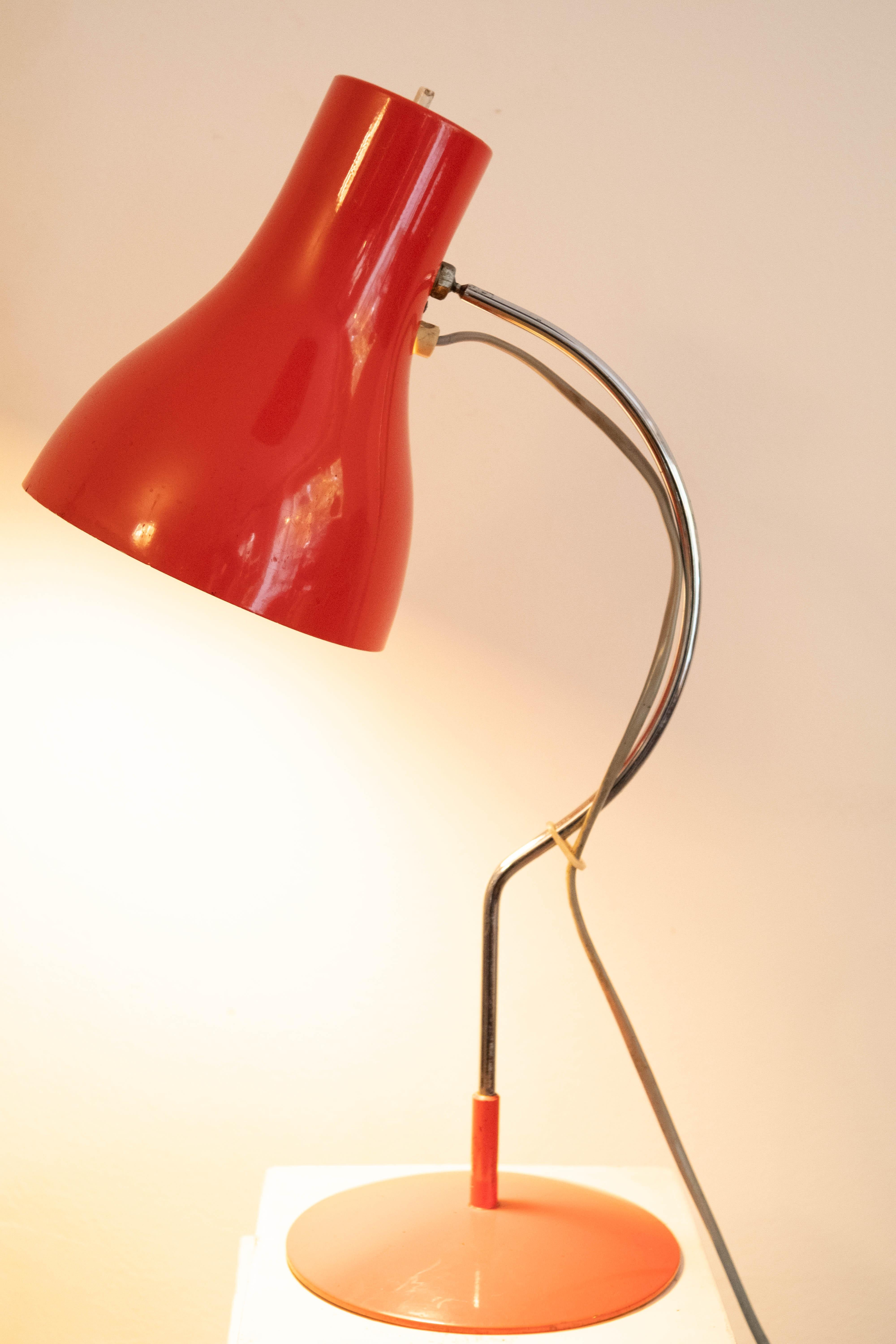 Painted Midcentury Red Table Lamp from Chech Designer Josef Hurka, 1970s