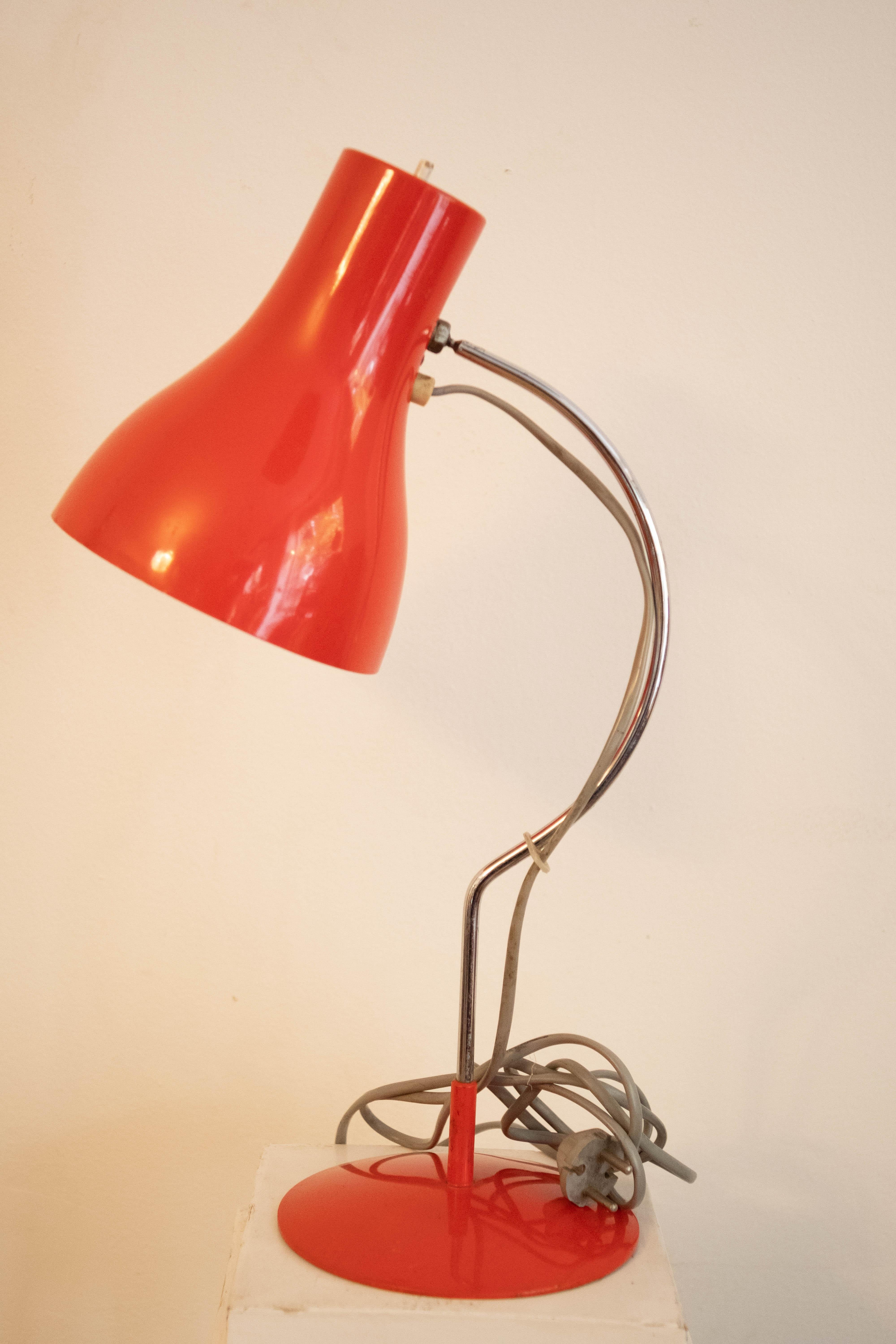 Mid-20th Century Midcentury Red Table Lamp from Chech Designer Josef Hurka, 1970s