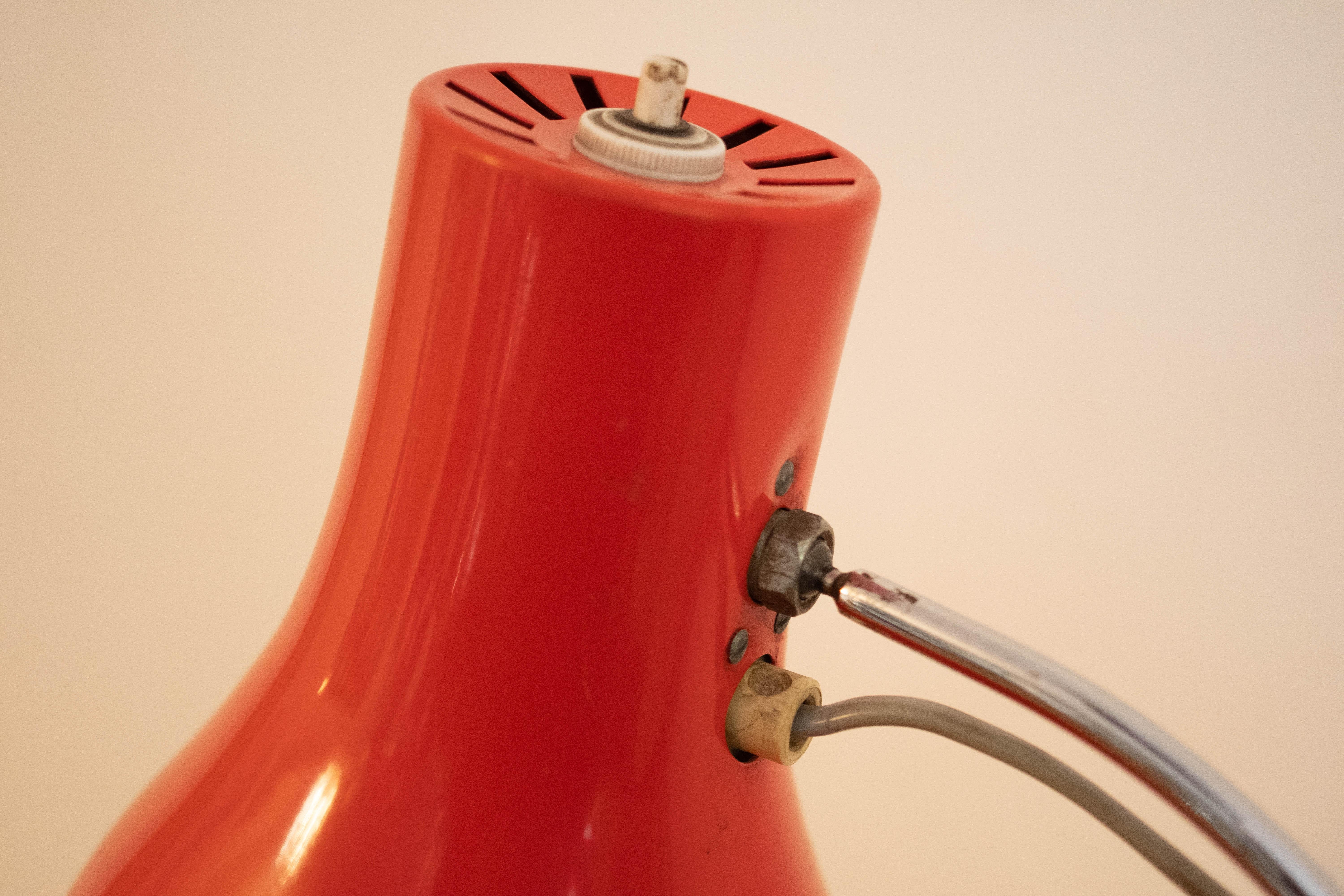 Midcentury Red Table Lamp from Chech Designer Josef Hurka, 1970s 1