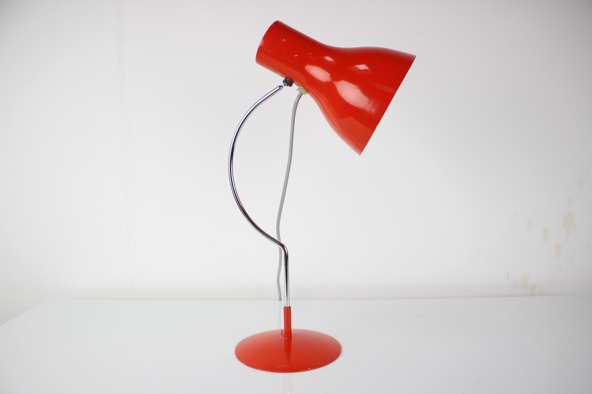 Czech Midcentury Red Table Lamp/Napako Designed by Josef Hurka, 1970s For Sale