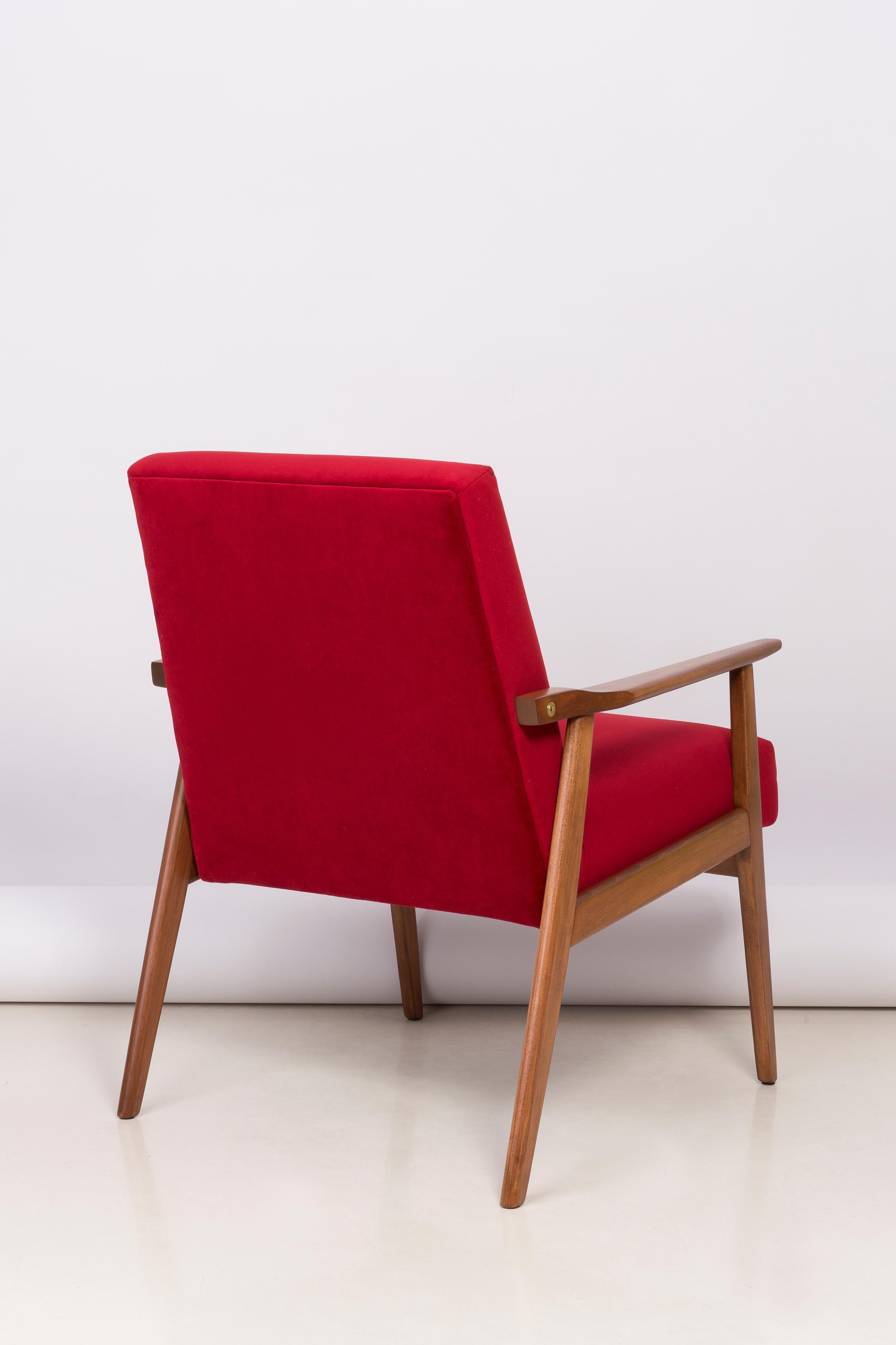 20th Century Midcentury Red Velvet Dante Armchair, 1960s For Sale