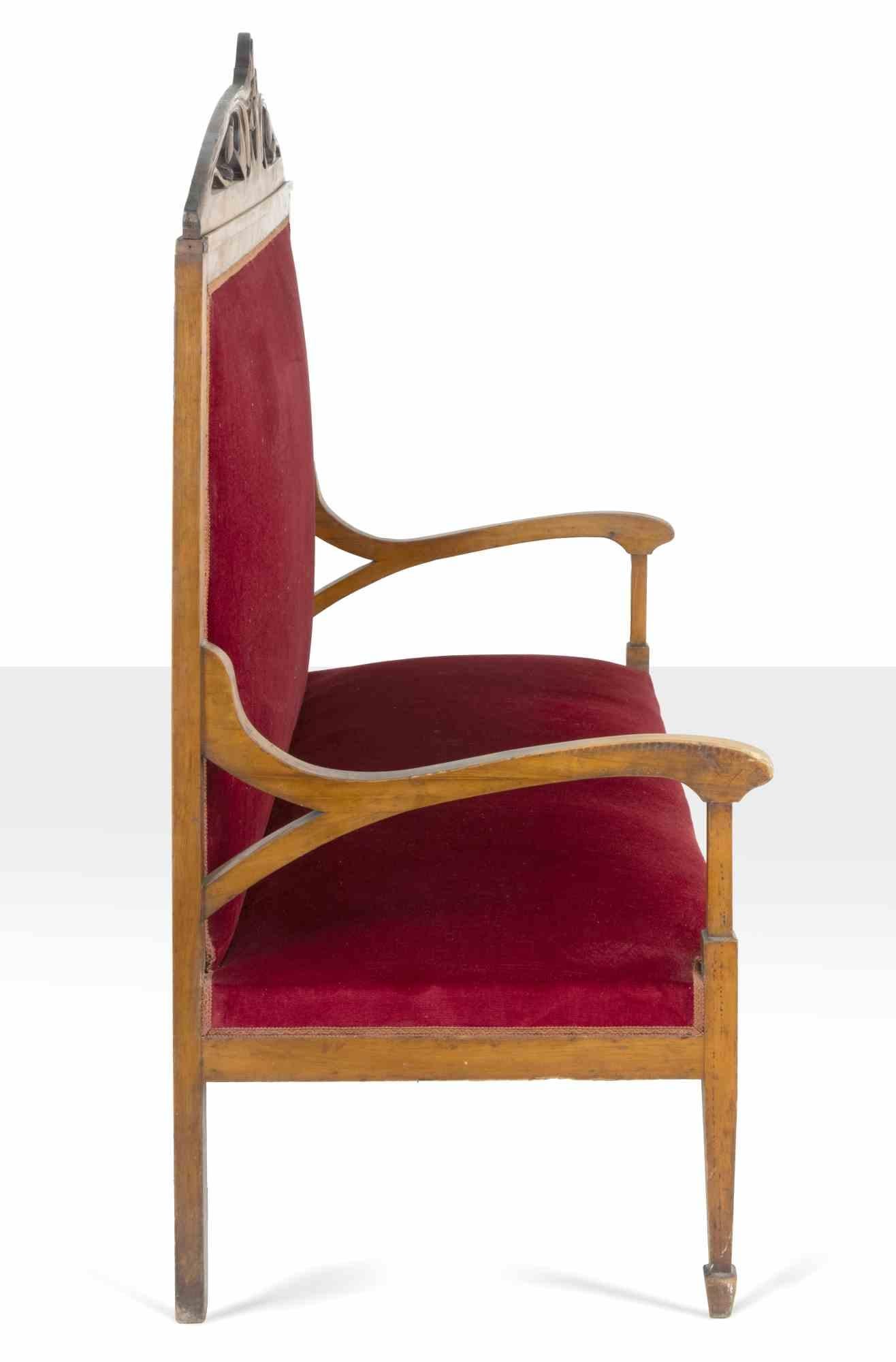 Sofá de terciopelo rojo de mediados de siglo, Italia Mediados del siglo XX Terciopelo en venta