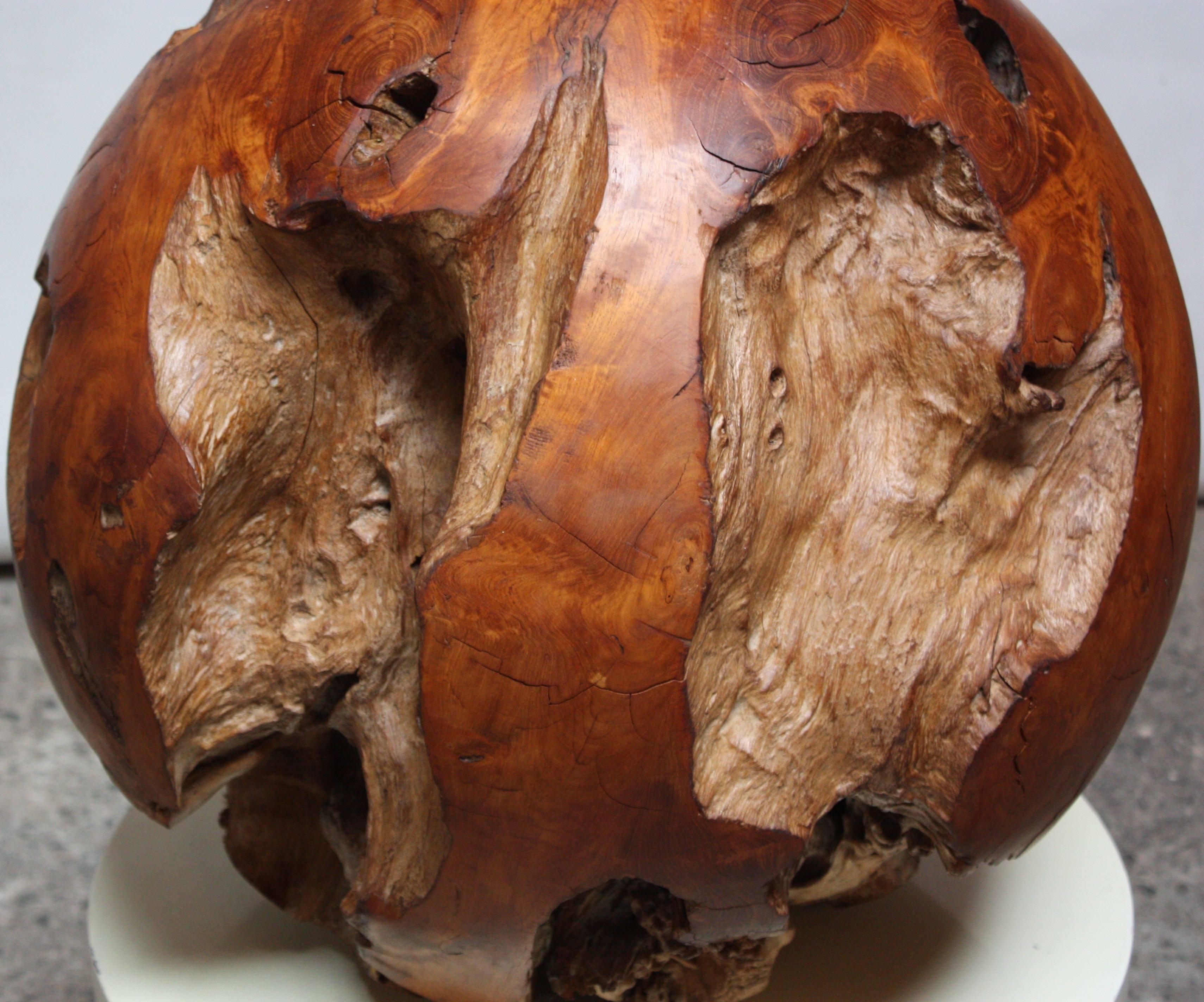 Large Midcentury Redwood Burl Sphere Sculpture For Sale 3