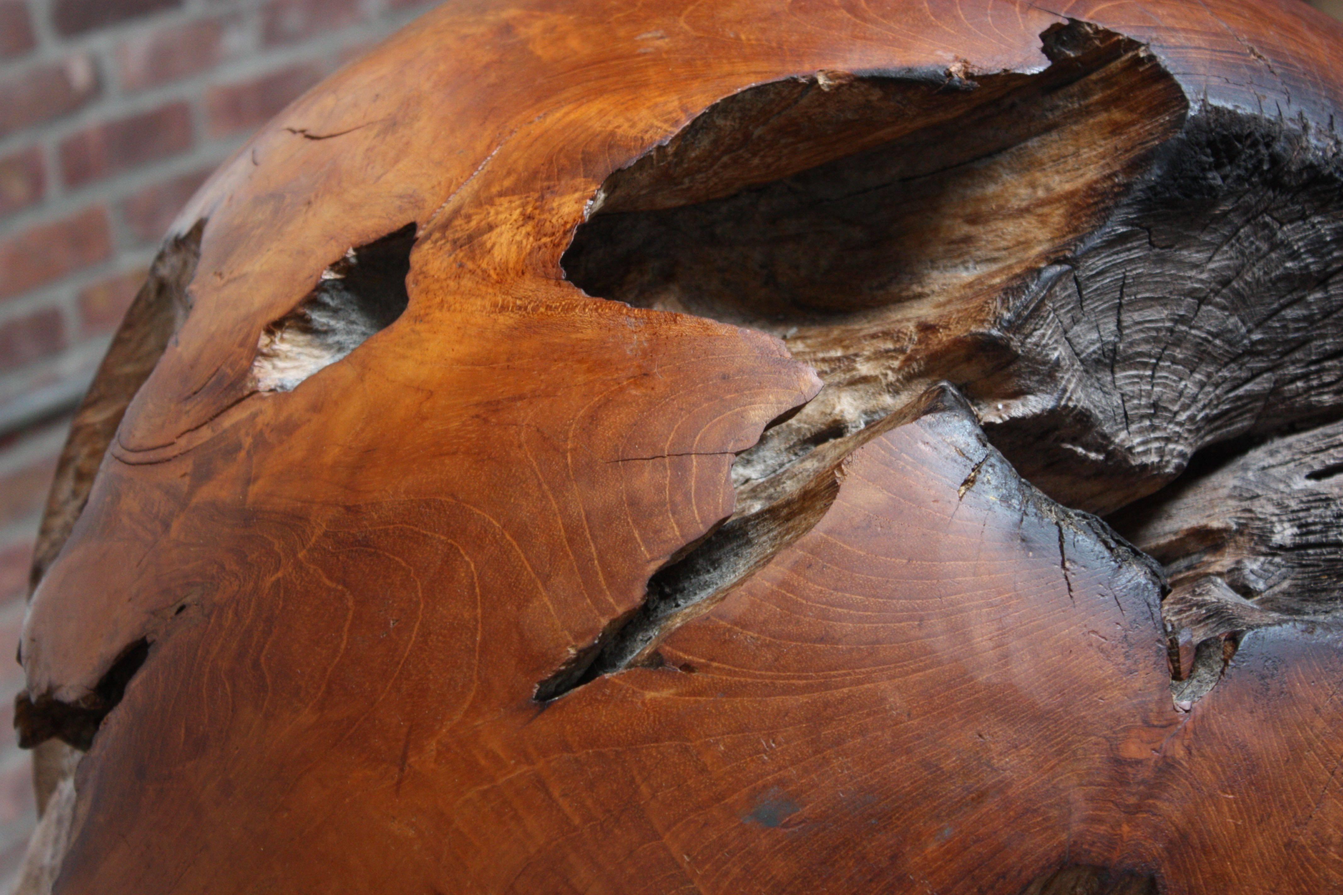 Large Midcentury Redwood Burl Sphere Sculpture For Sale 11