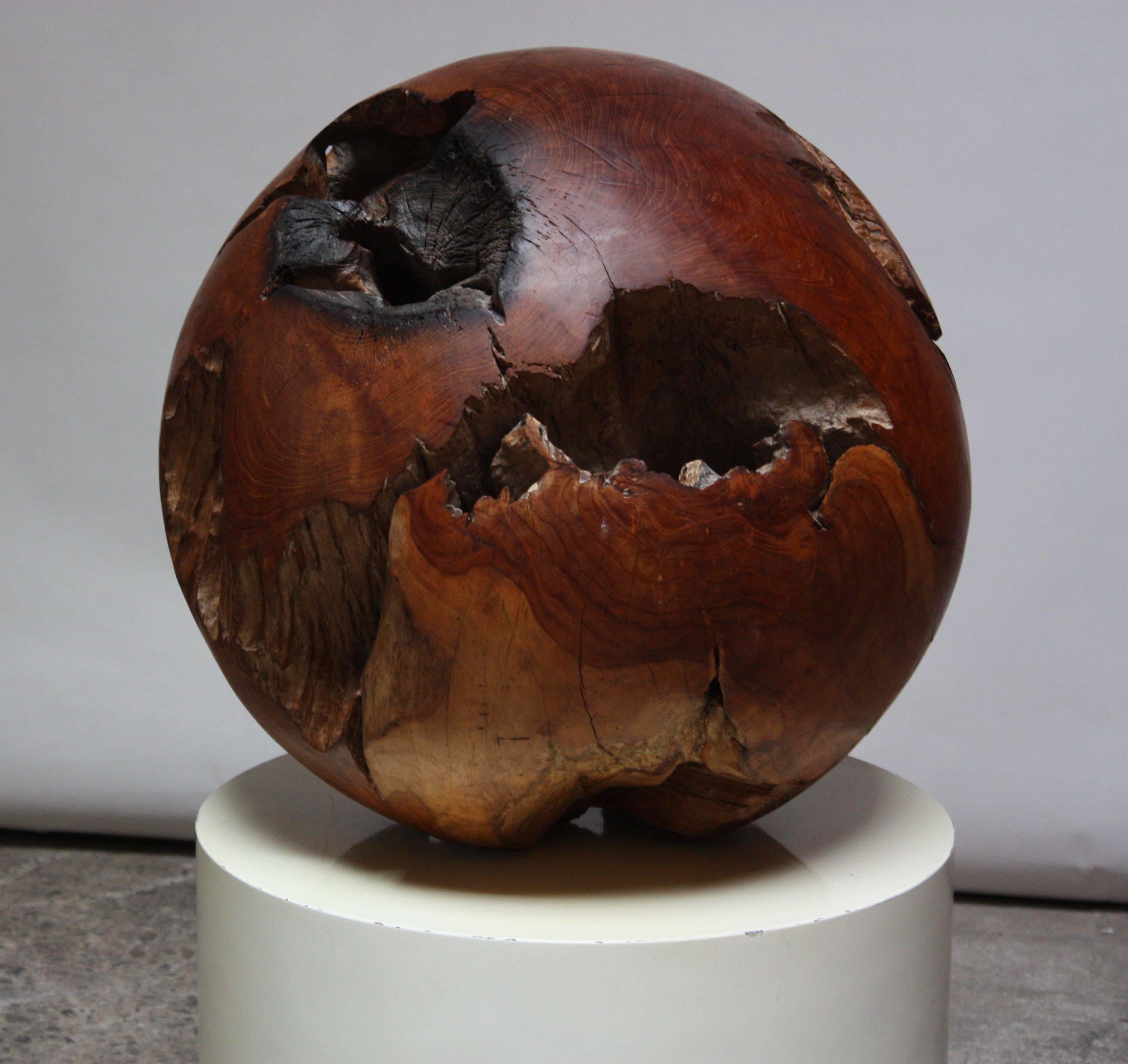 Mid-20th Century Large Midcentury Redwood Burl Sphere Sculpture For Sale