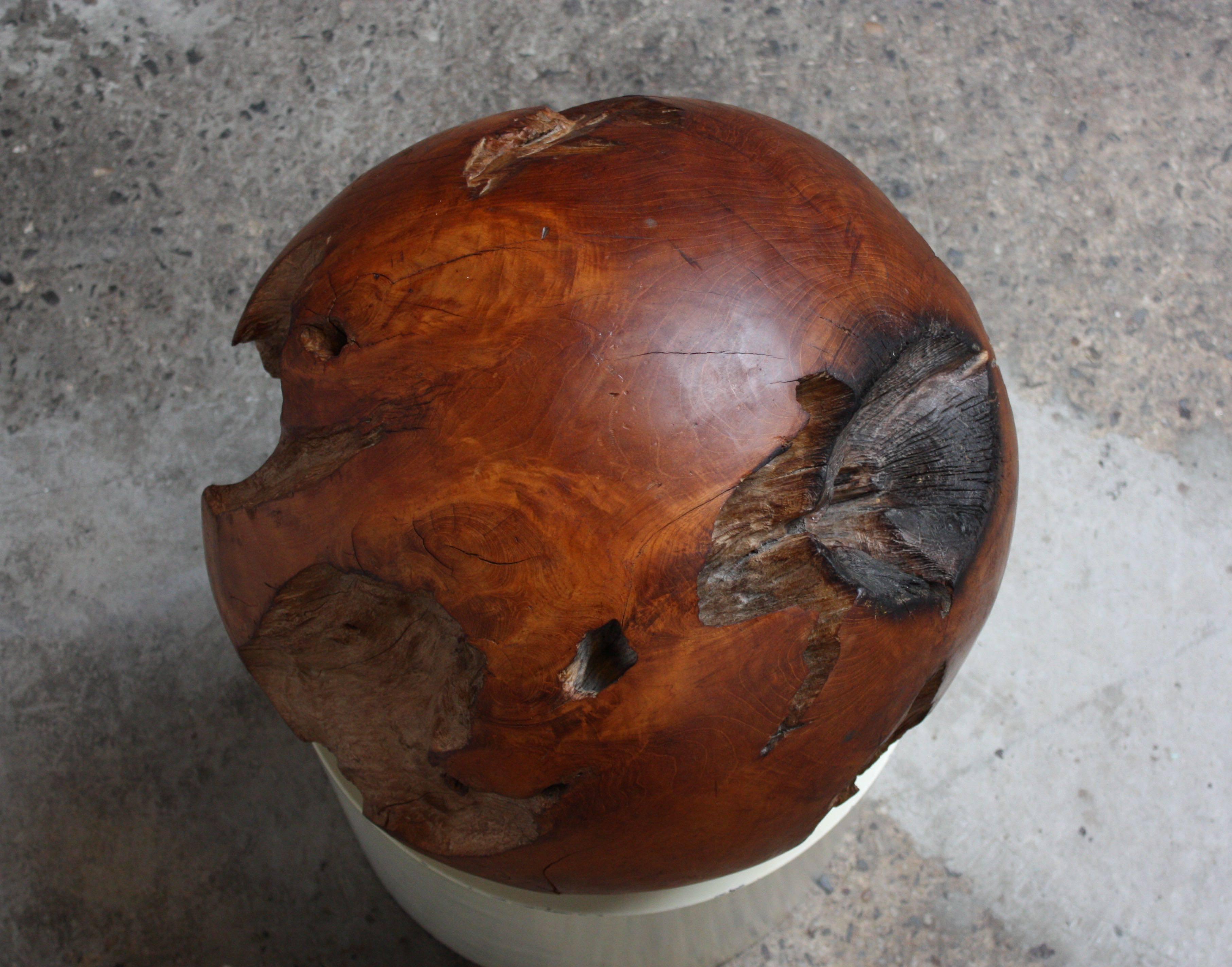 Large Midcentury Redwood Burl Sphere Sculpture For Sale 1