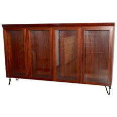 Vintage Midcentury Redwood Credenza from Skovby Mounted on High Hairpin Legs