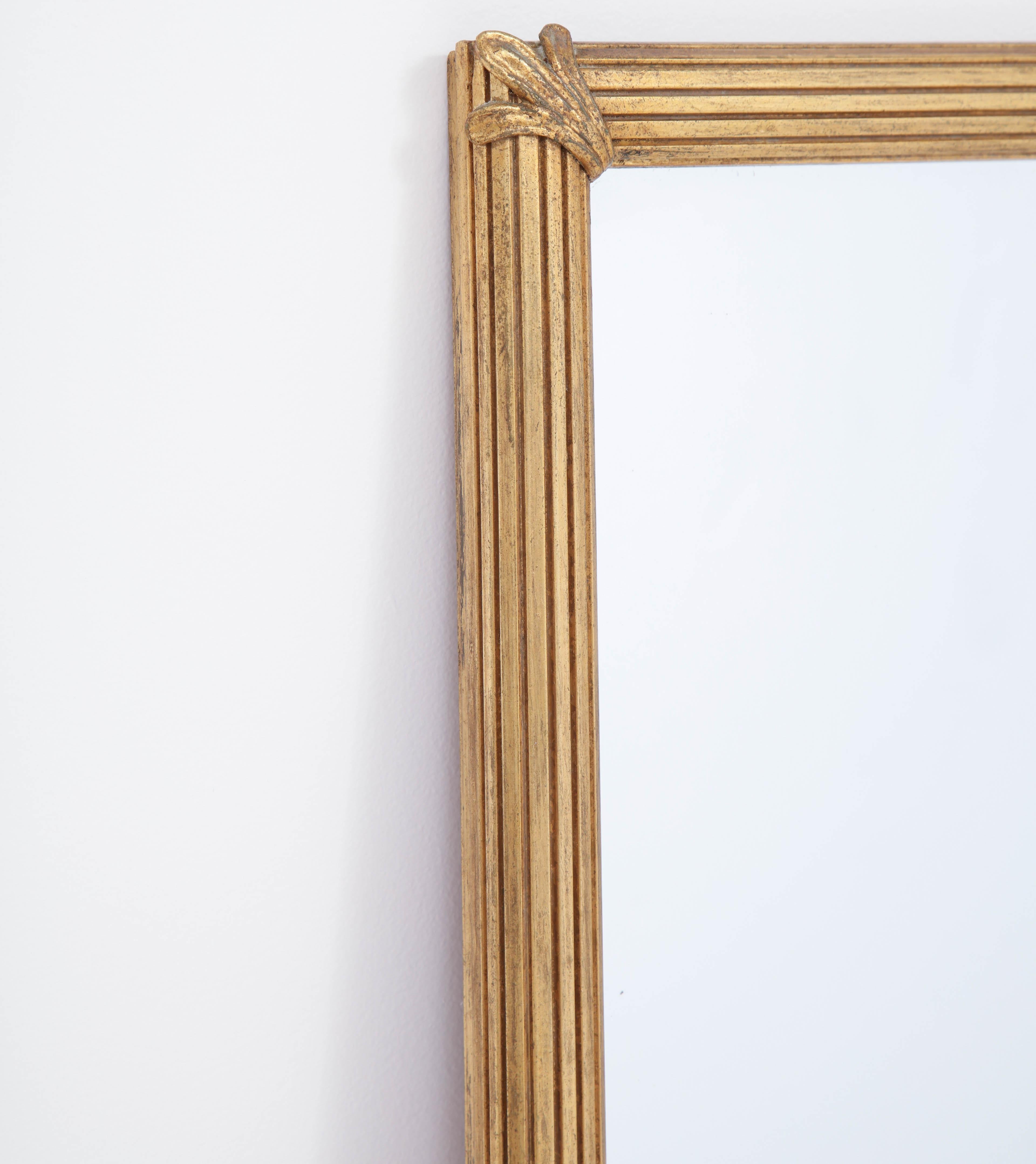 American Midcentury Reeded Giltwood Mirror For Sale