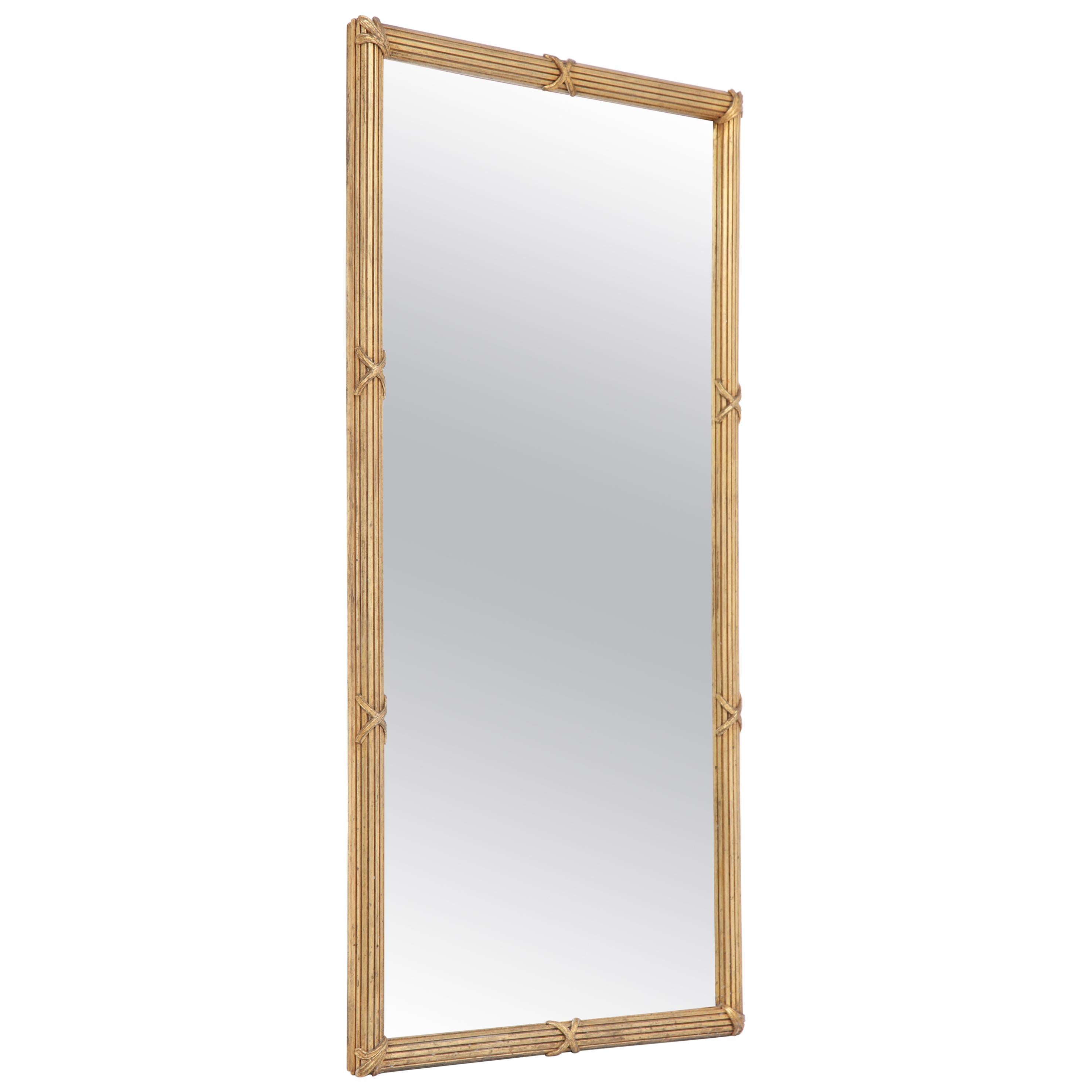 Midcentury Reeded Giltwood Mirror For Sale