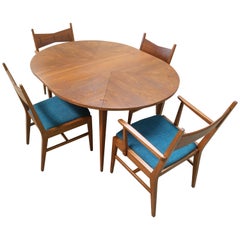 Midcentury Refinished and Reupholstered "tuxedo" Dining Set by Lane Furniture C