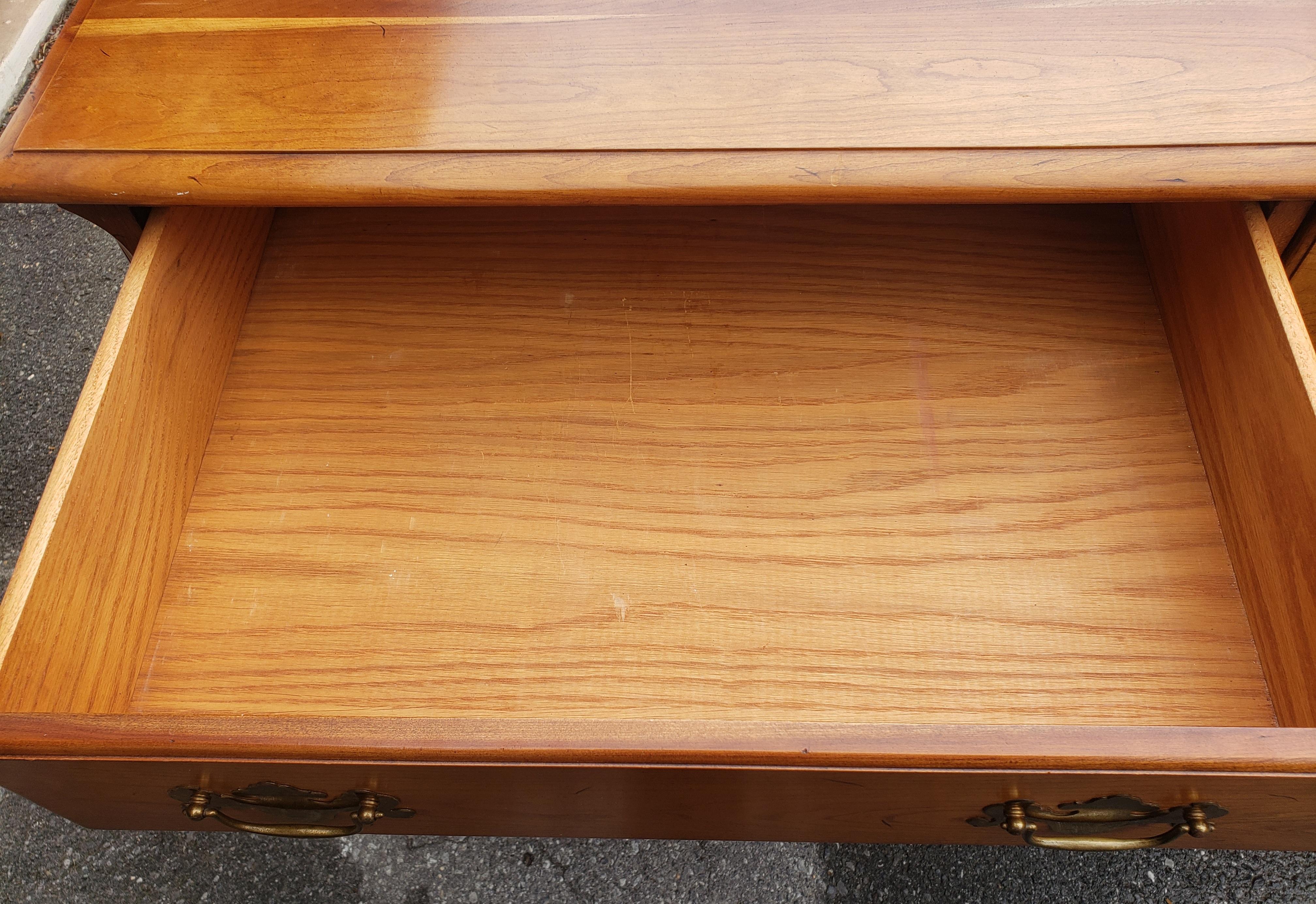 Midcentury Refinished Chippendale 8-Drawer Light Wild Cherry Double Dresser For Sale 3