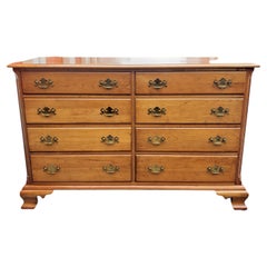 Midcentury Refinished Chippendale 8-Drawer Light Wild Cherry Double Dresser