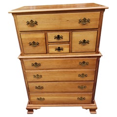 Used Midcentury Refinished Chippendale 9-Drawer Light Wild Cherry Chest of Drawers