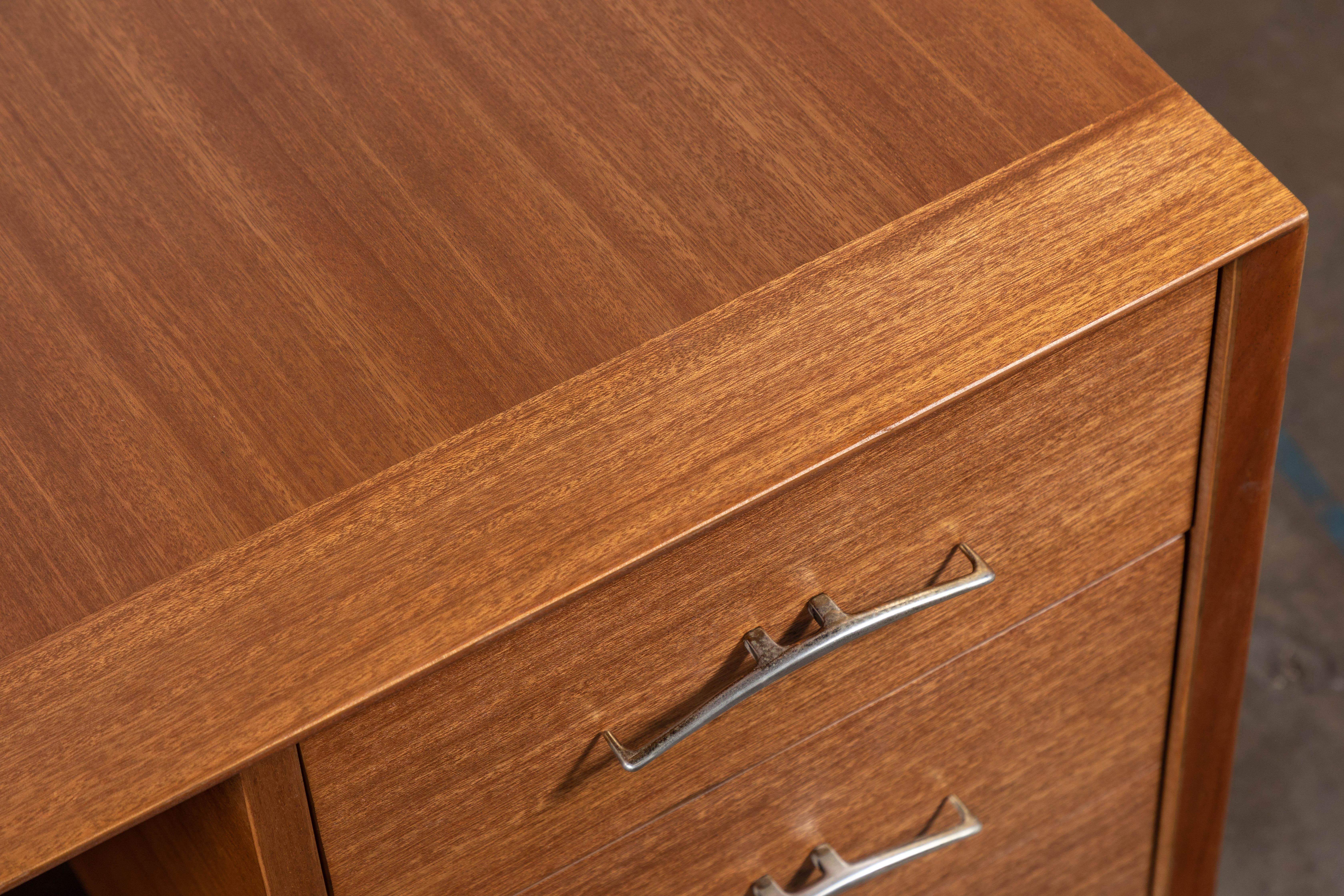 Midcentury Refinished Desk with Finished Back by Brown Saltman For Sale 5