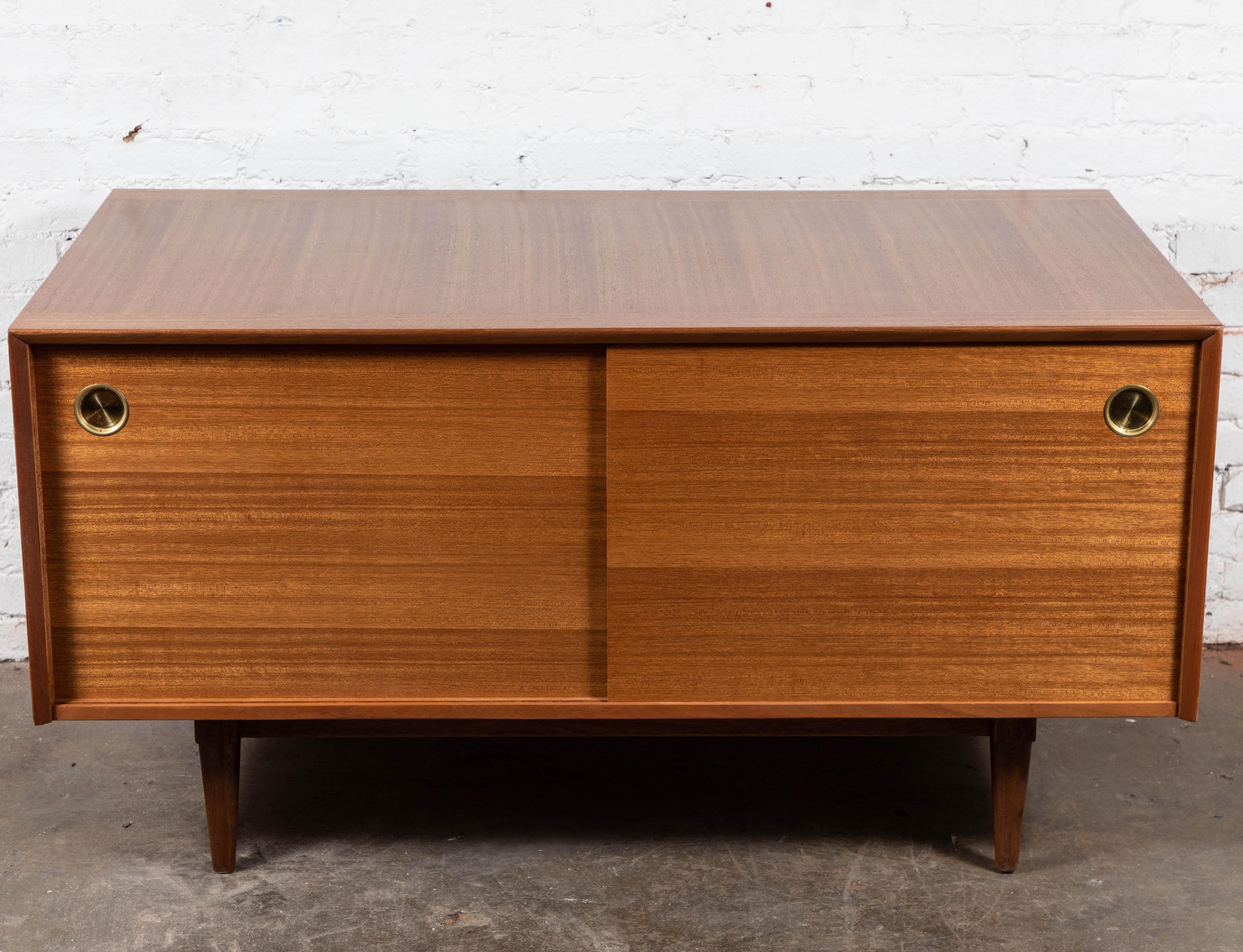 Midcentury Refinished Desk with Finished Back by Brown Saltman For Sale 7