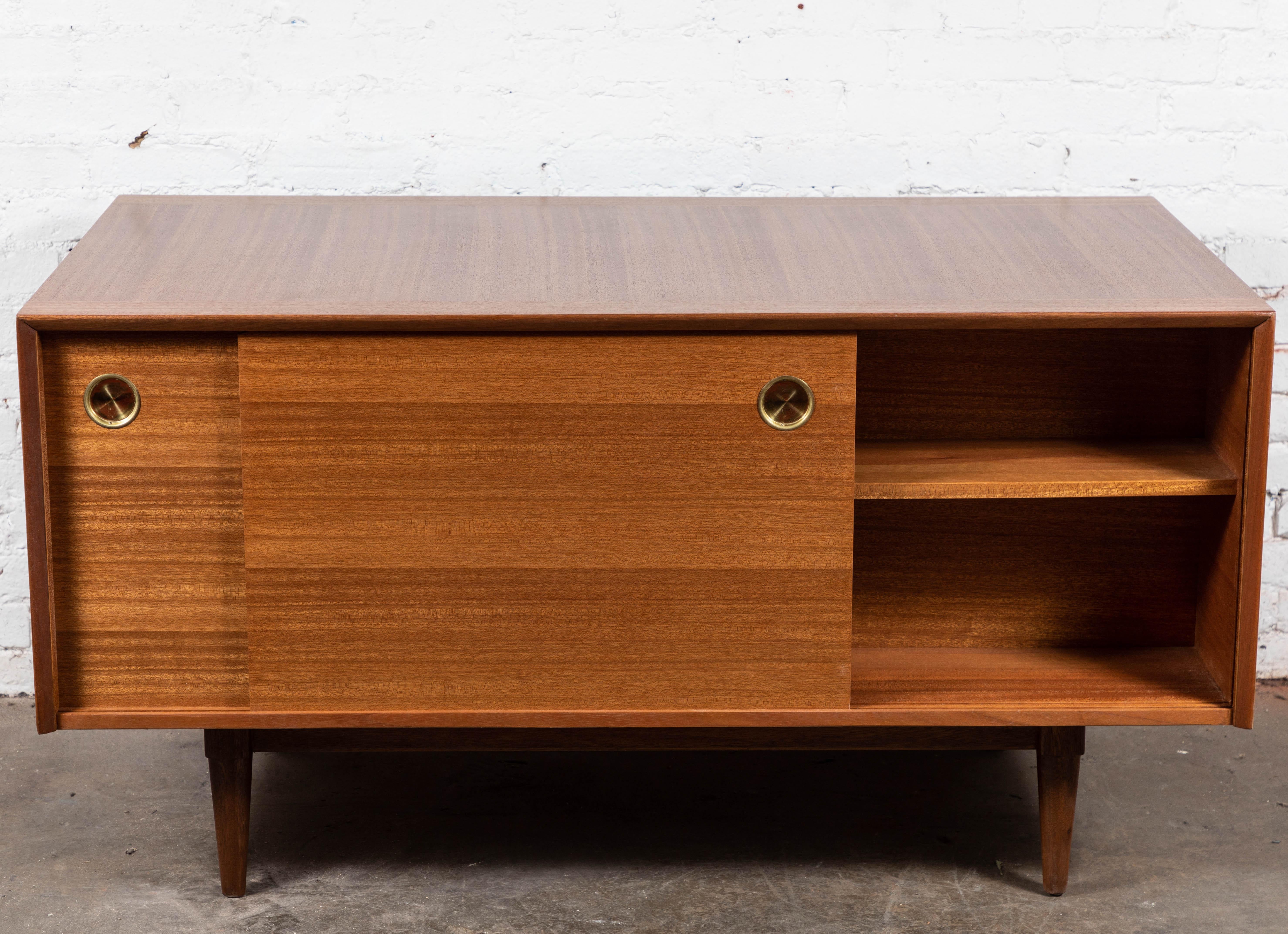 Midcentury Refinished Desk with Finished Back by Brown Saltman For Sale 8
