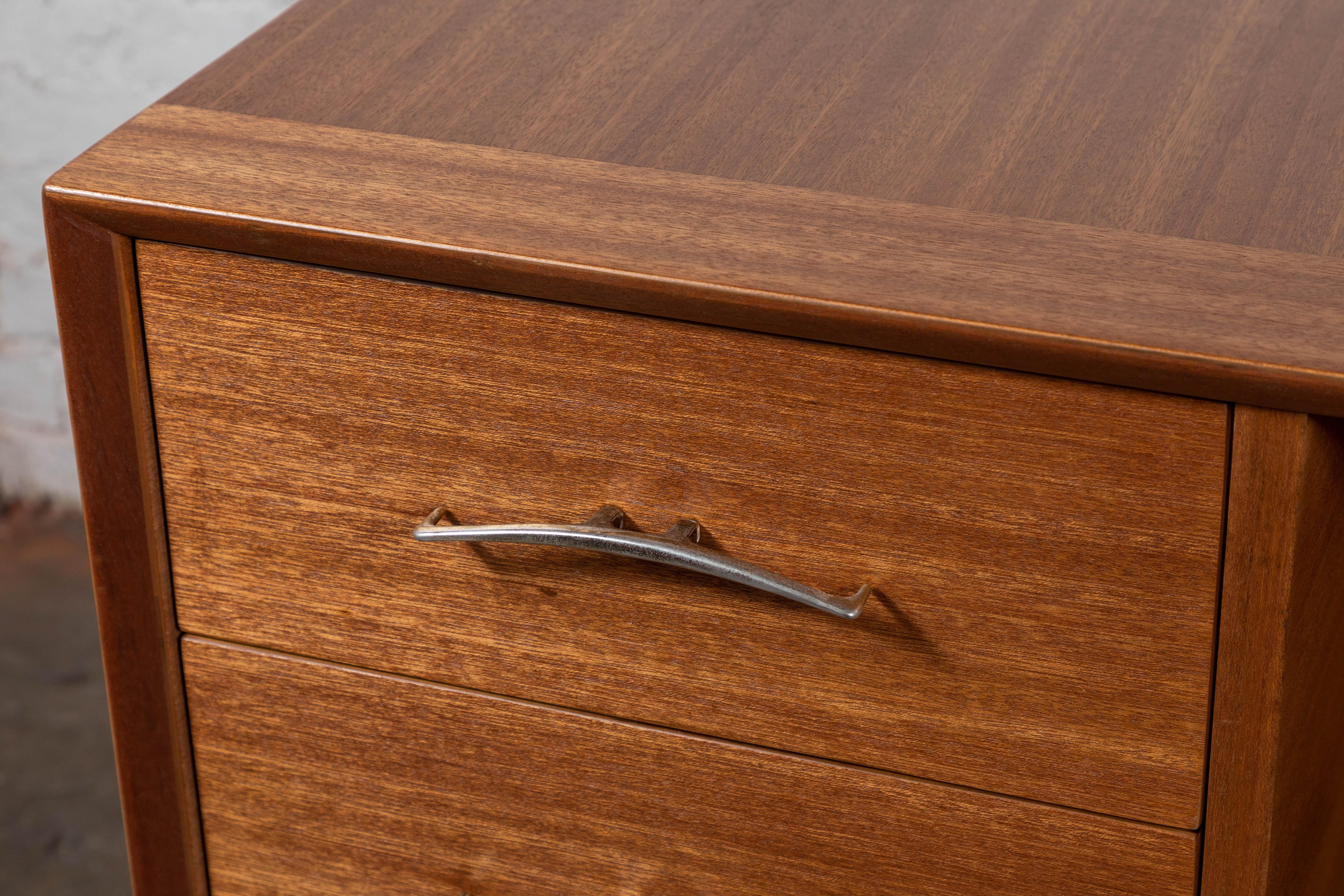 20th Century Midcentury Refinished Desk with Finished Back by Brown Saltman For Sale