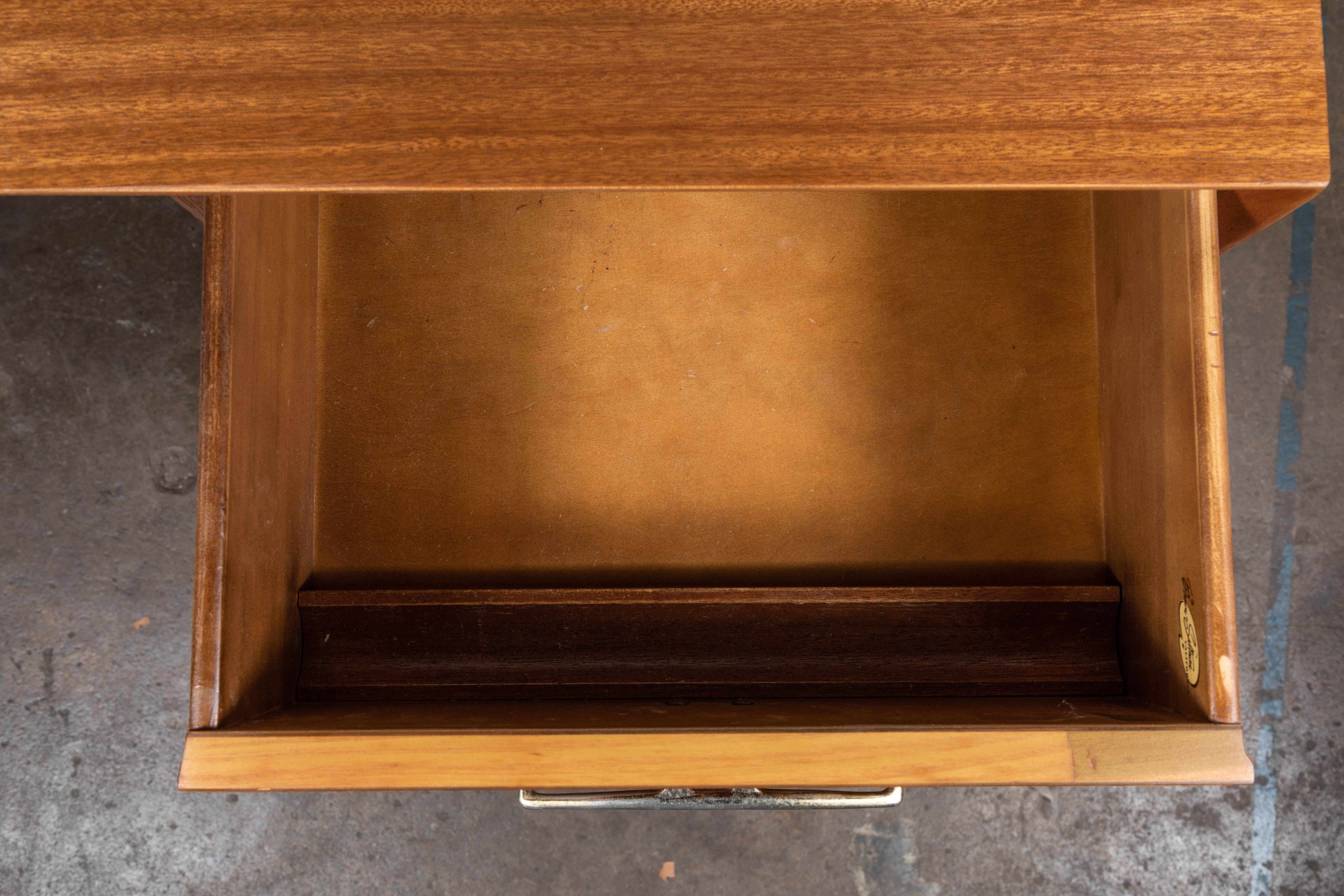 Midcentury Refinished Desk with Finished Back by Brown Saltman For Sale 3