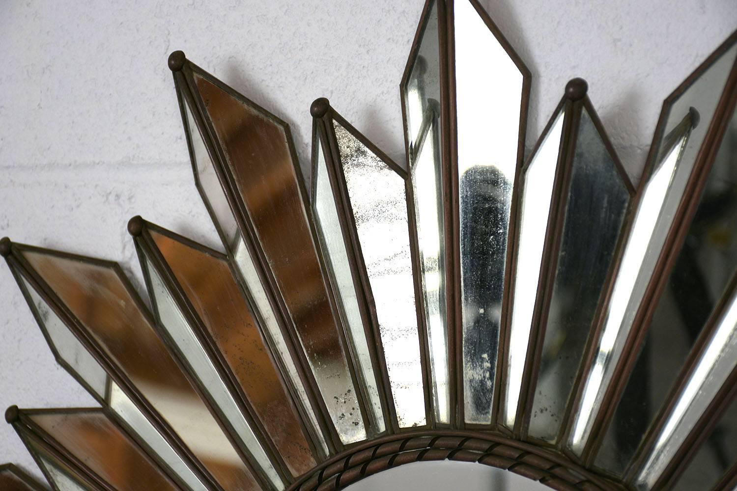 20th Century Midcentury Regency Style Sunburst Mirror