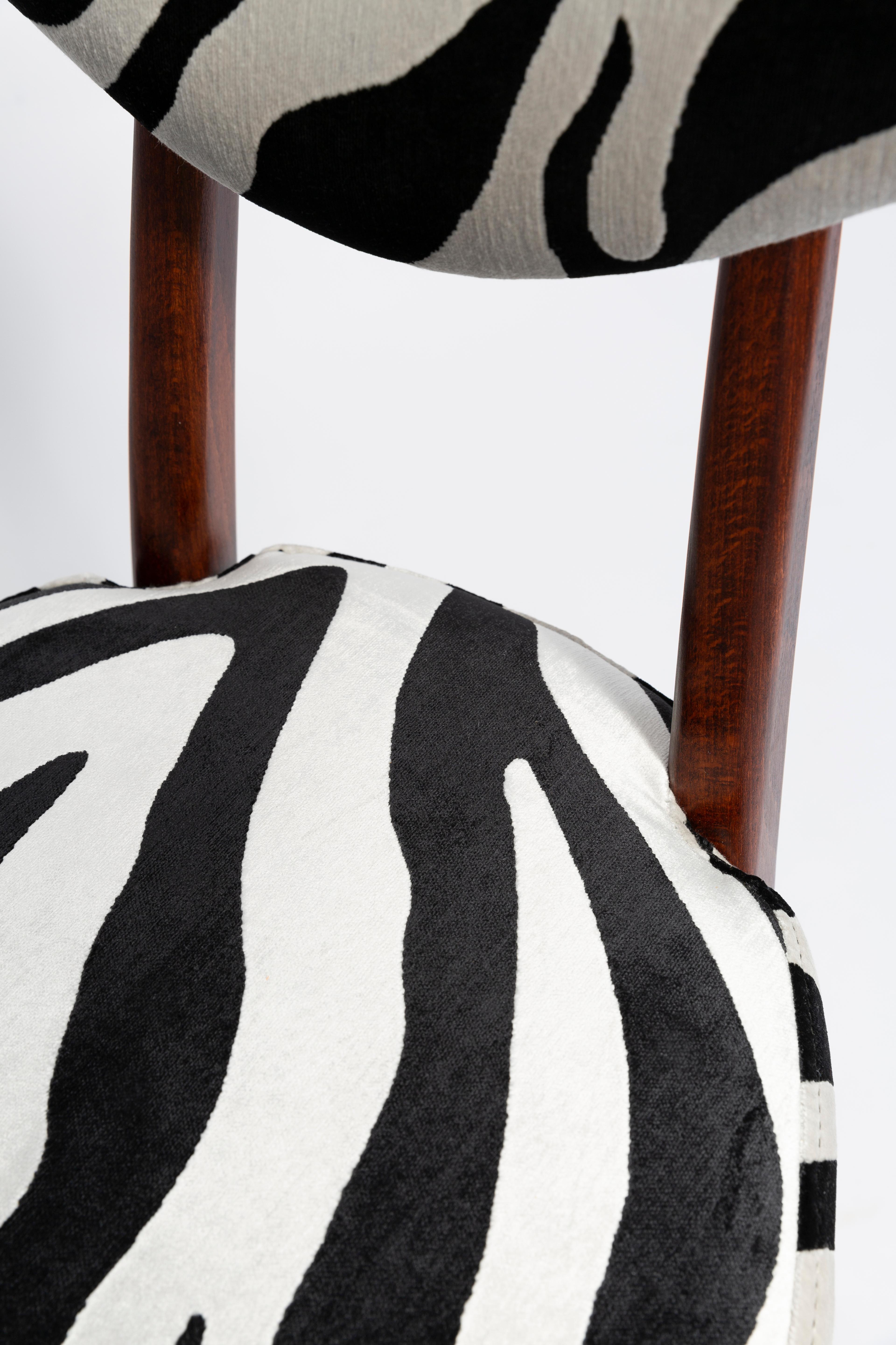 Chaise à cœur zébrée noire et blanche de style Régence du milieu du siècle dernier, Pologne, années 1960 en vente 3