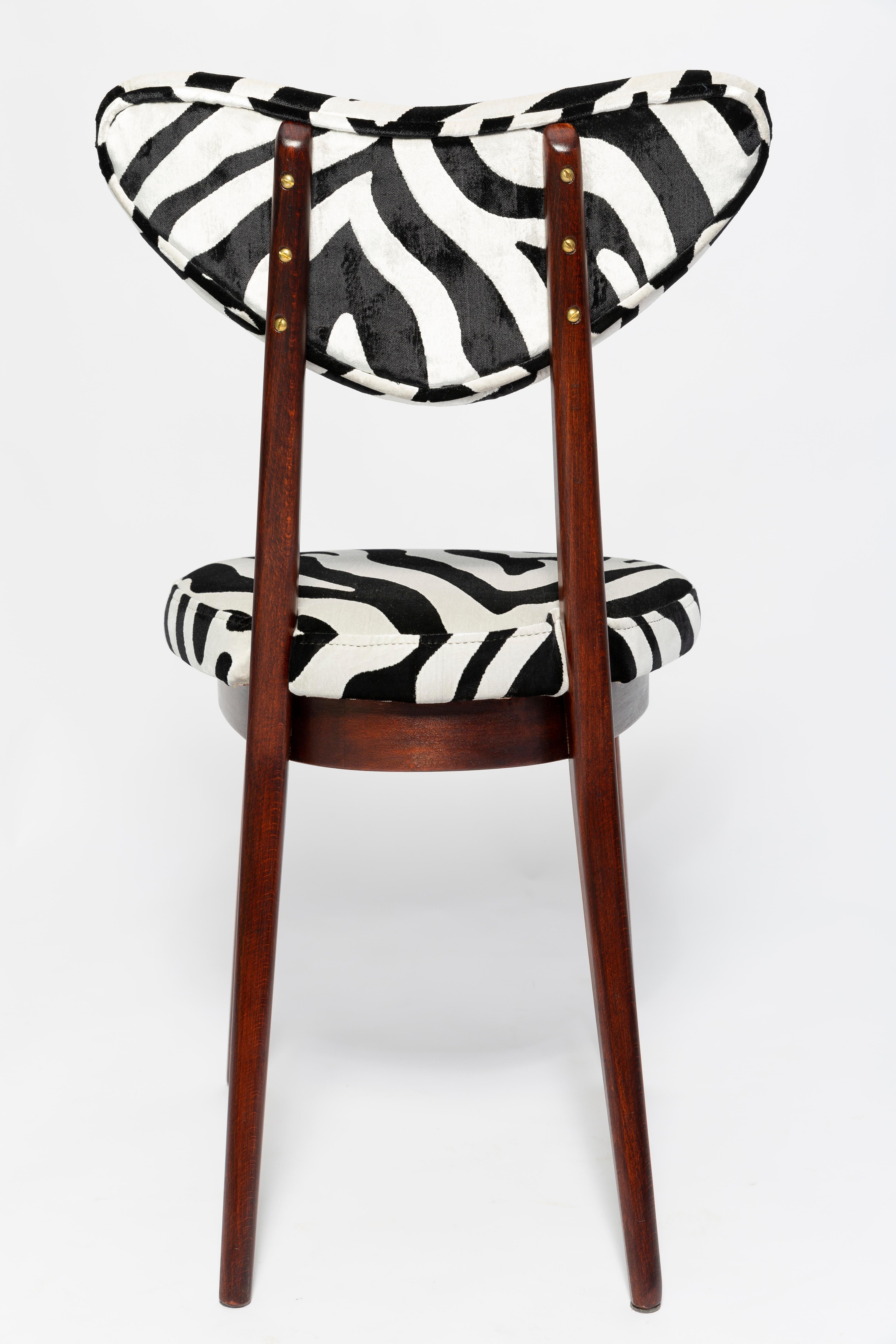 Midcentury Regency Zebra Black and White Heart Chair, Poland, 1960s For Sale 1