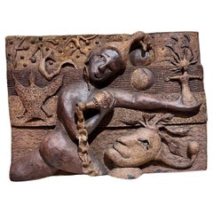 Midcentury Relief Wall Art Ceramic Pottery Sculpture