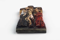 Midcentury Religious European Ceramic Crucifix, 1970s