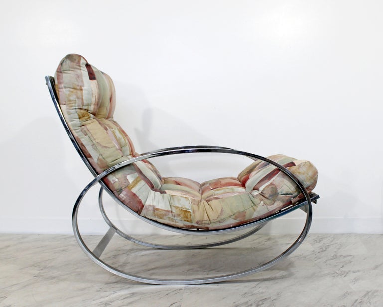 Midcentury Renato Zevi Chrome Elliptical Rocking Chair Selig Baughman ...