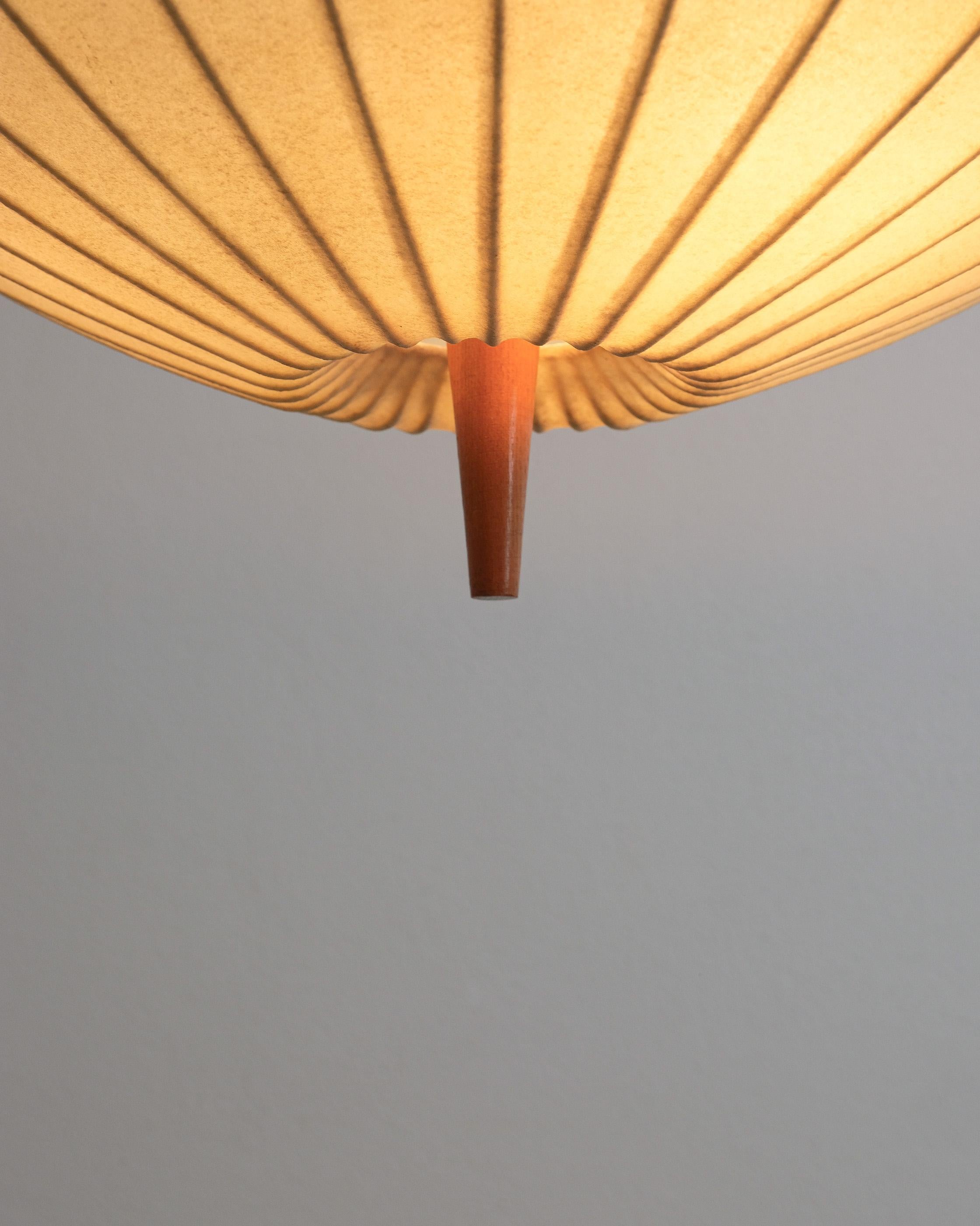 Mid-Century Modern Midcentury Resin Cocoon Flush Mount, Beech Wood Stem, Italy 1960