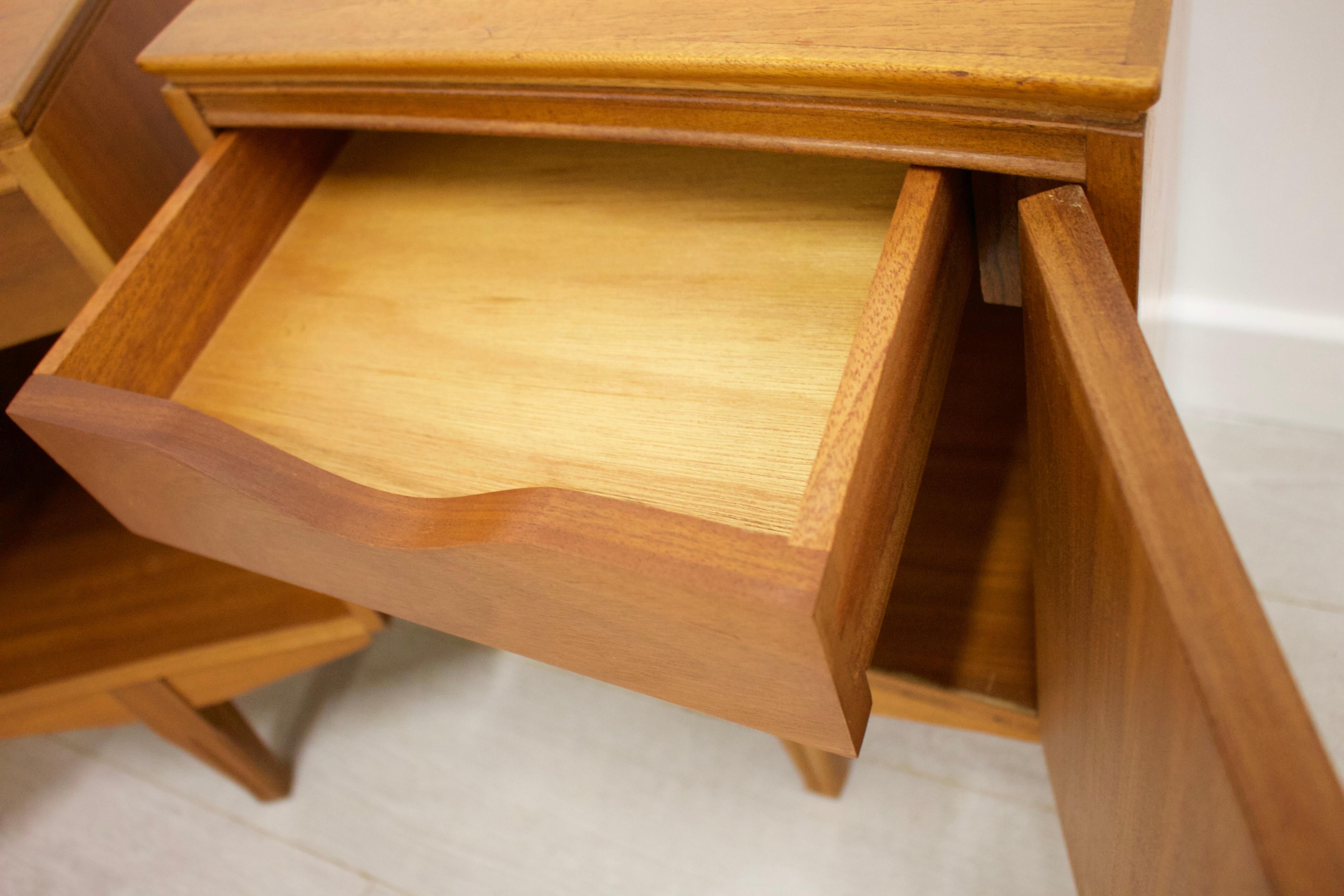 Midcentury Retro Teak Bedside Cabinet Tables, Set of 2 1