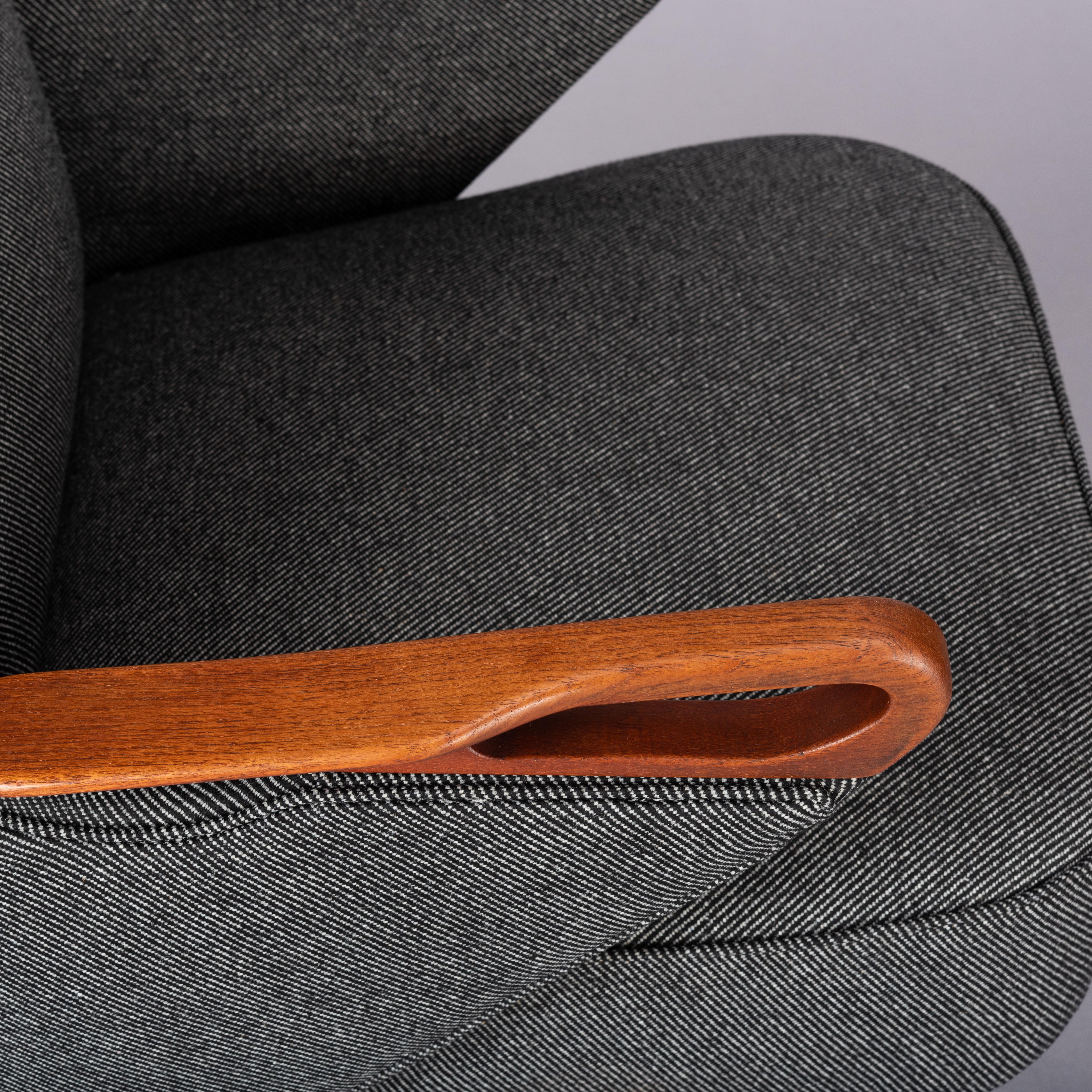 Midcentury Reupholstered Dark Grey Easy chair by C. Findahl Brodersen, 1950s 6