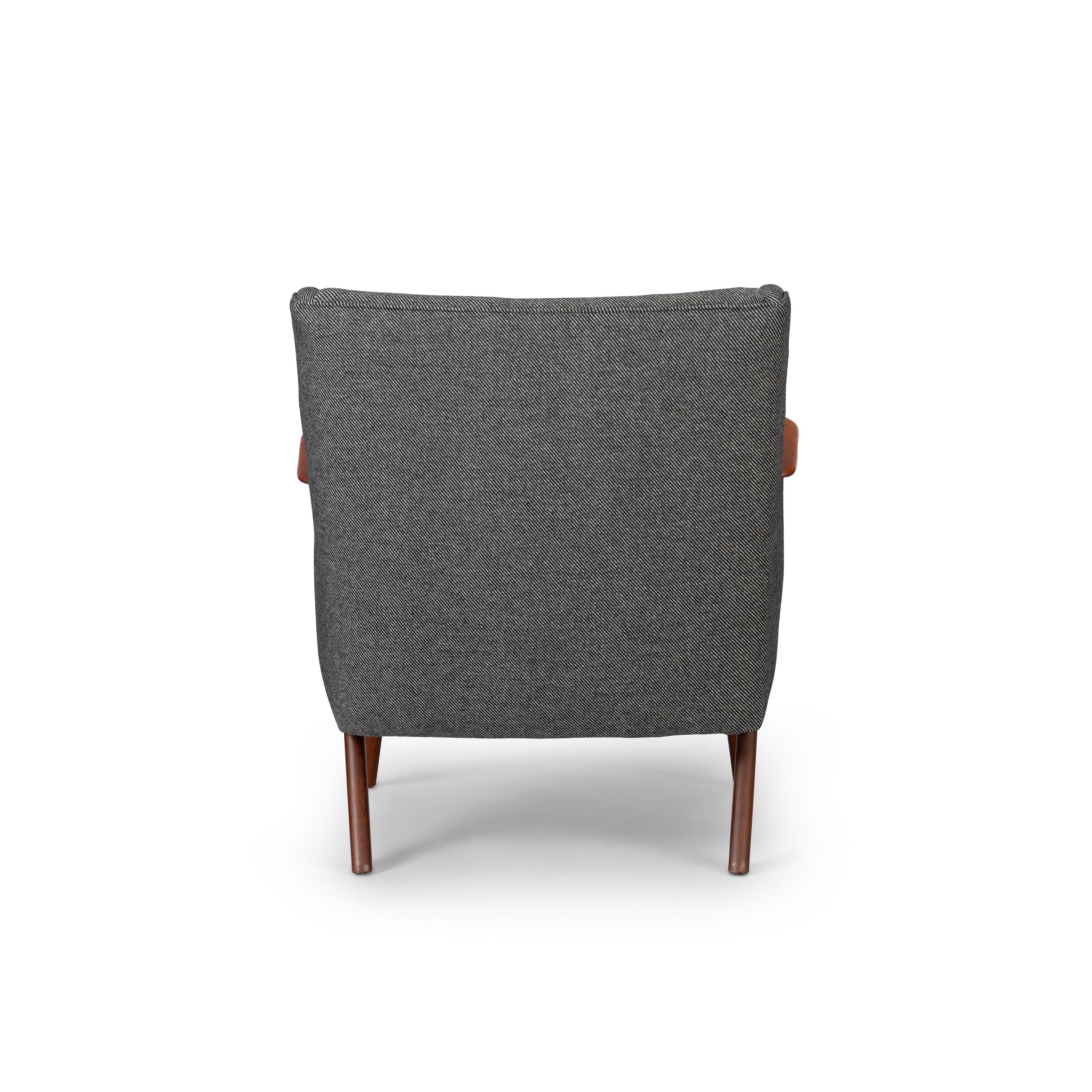 Mid-Century Modern Midcentury Reupholstered Dark Grey Easy chair by C. Findahl Brodersen, 1950s