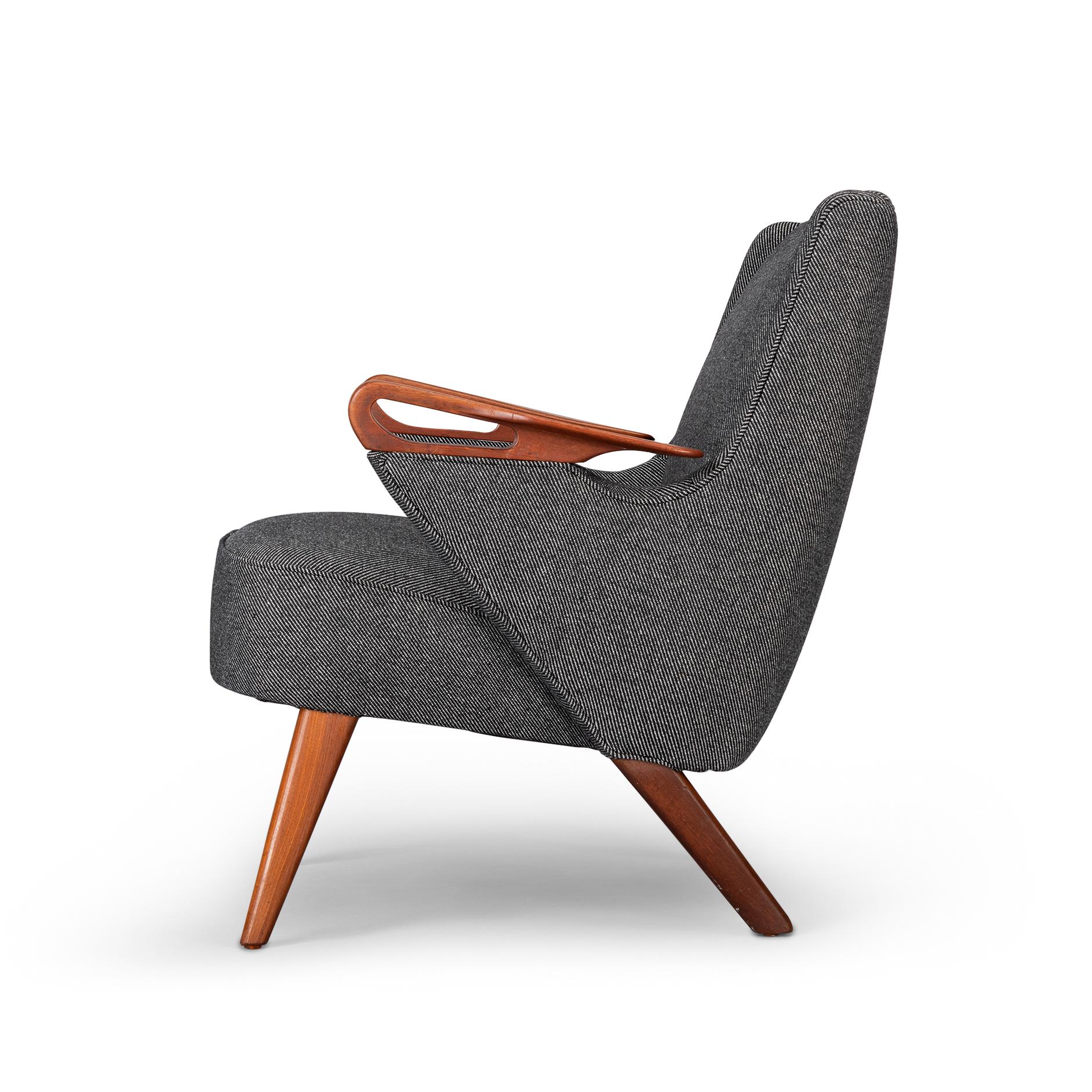 Danish Midcentury Reupholstered Dark Grey Easy chair by C. Findahl Brodersen, 1950s
