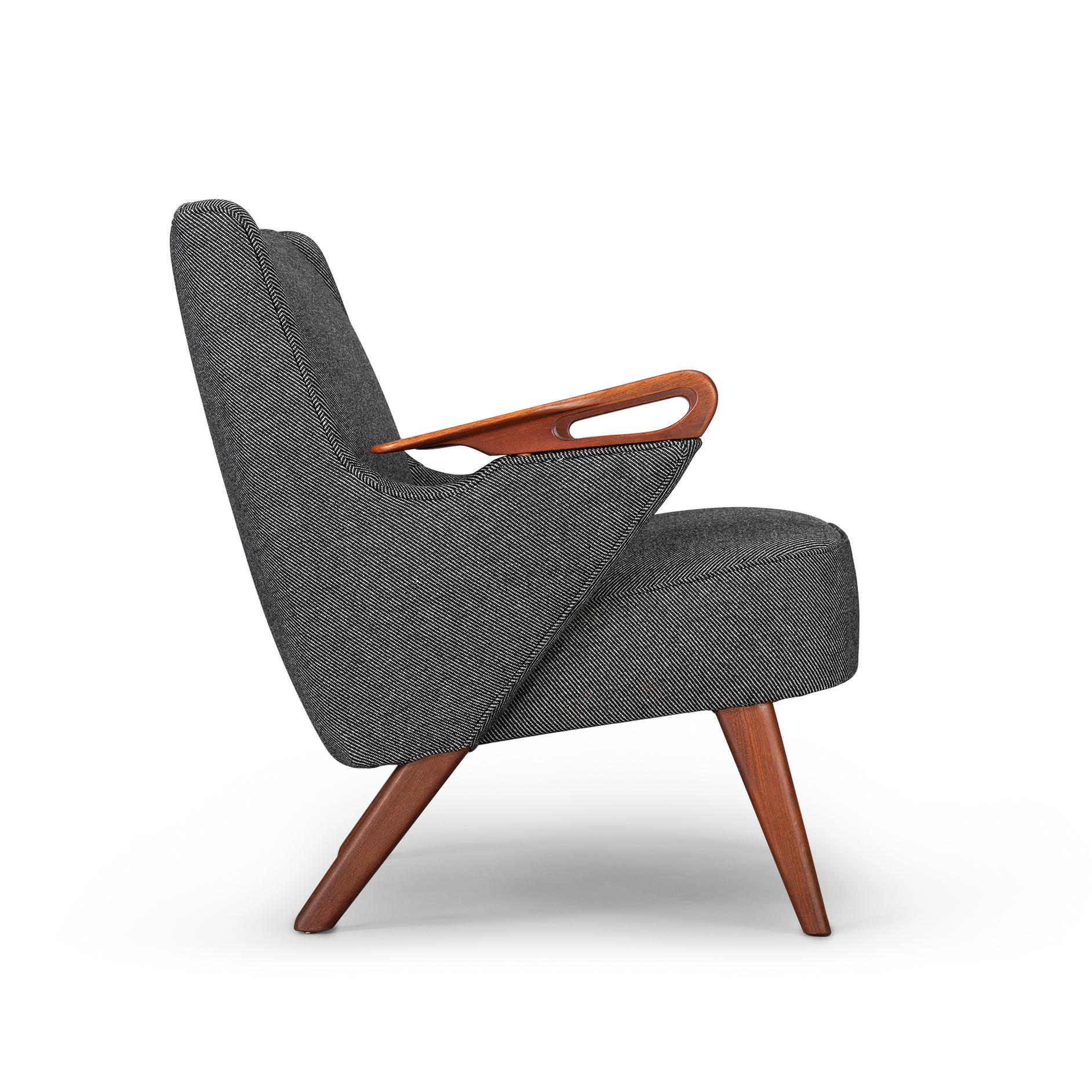 Wool Midcentury Reupholstered Dark Grey Easy chair by C. Findahl Brodersen, 1950s
